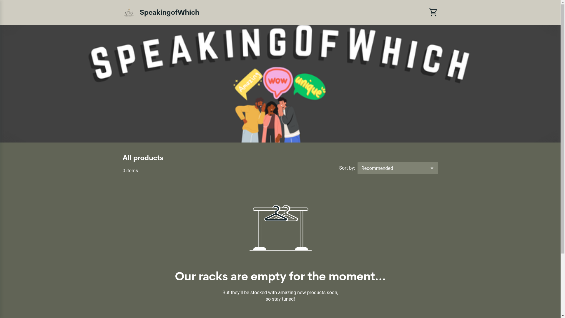 website screenshot of https://speakingofwhich.shop/