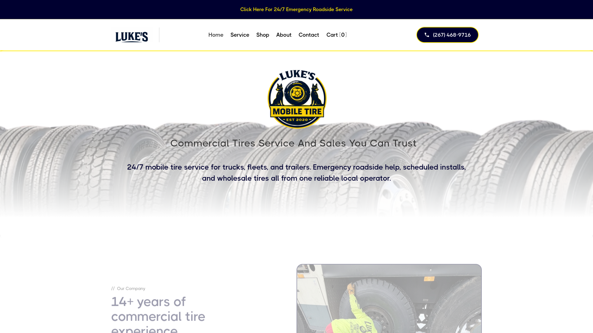 website screenshot of https://lukesmobiletire.com/