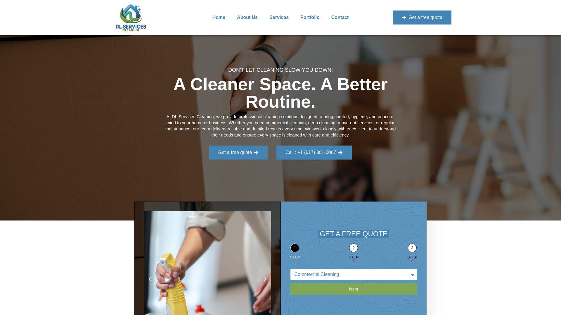 website screenshot of https://dlservicescleaning.com/