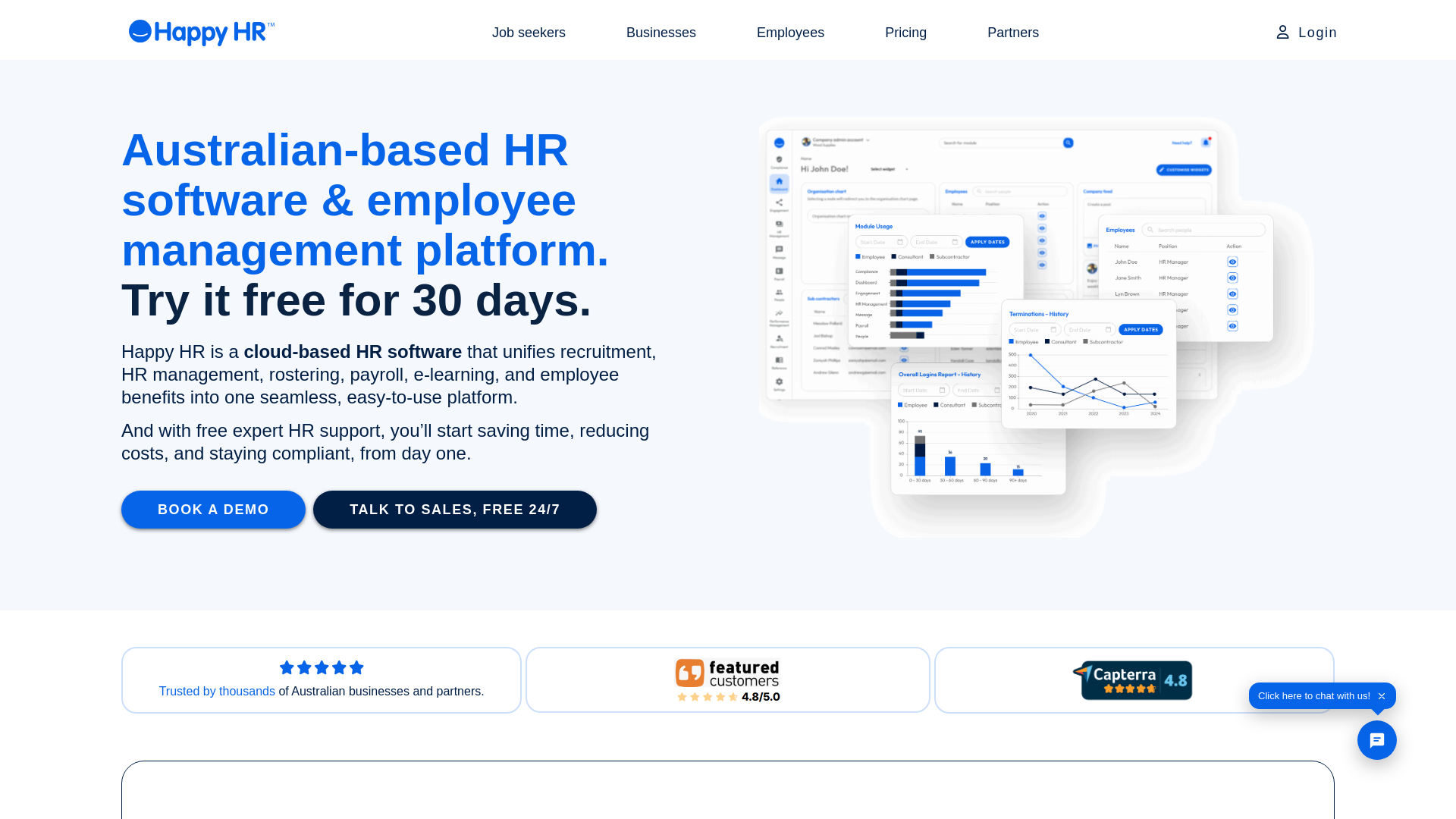website screenshot of https://gohappyhr.com/