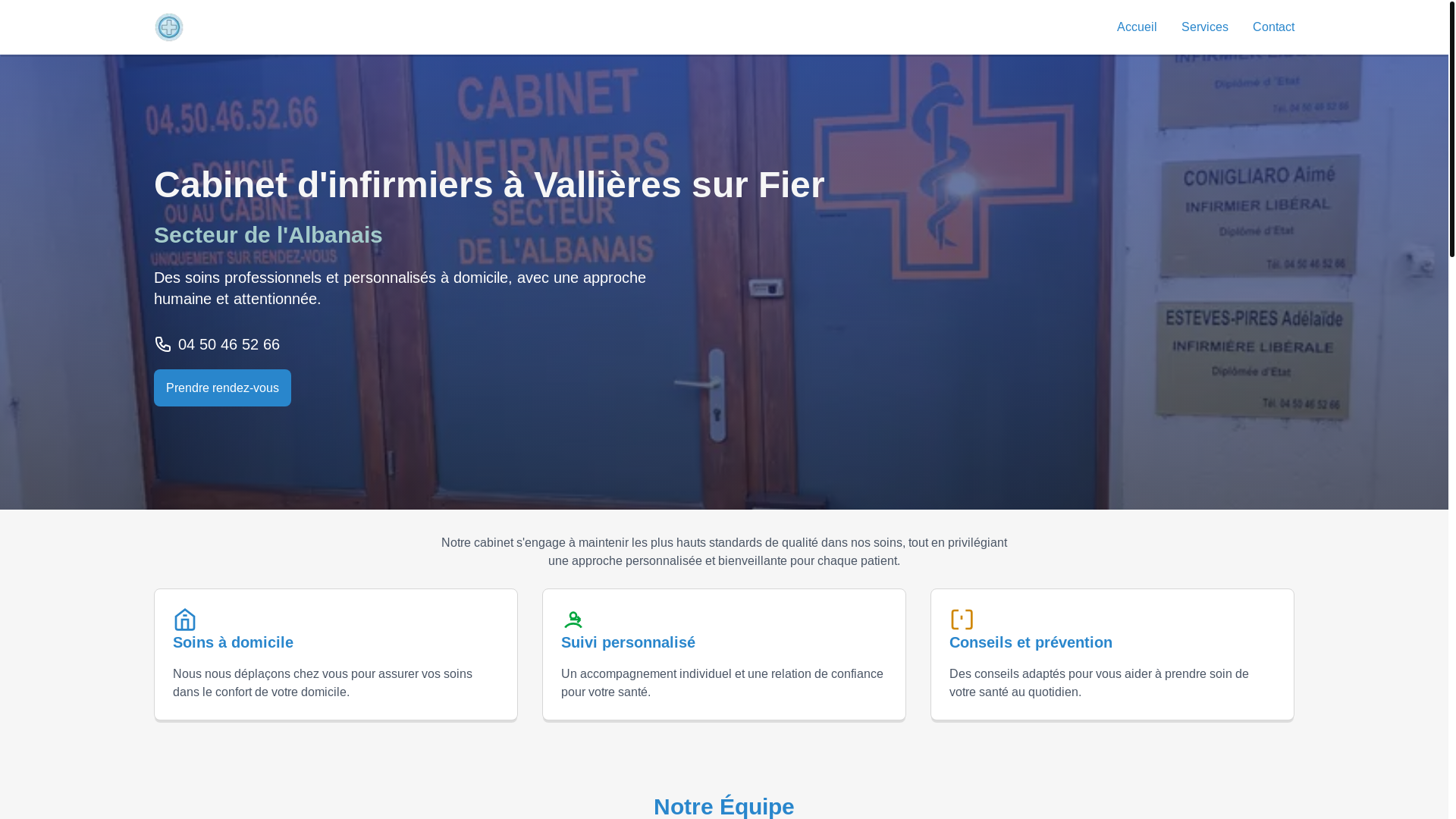 website screenshot of https://cabinet-infirmiers-vallieres.fr/