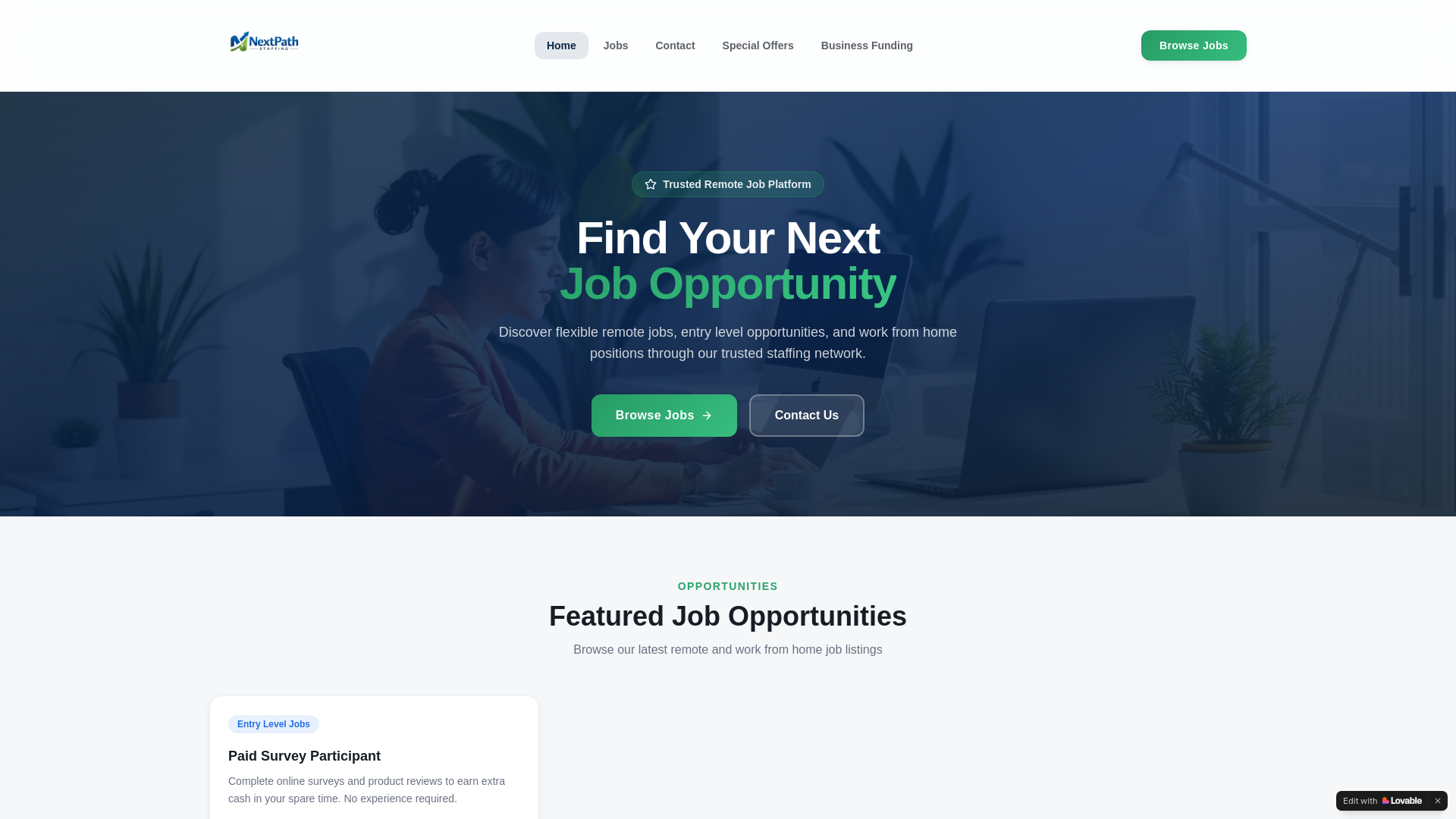 website screenshot of https://nextpathstaffing.online/