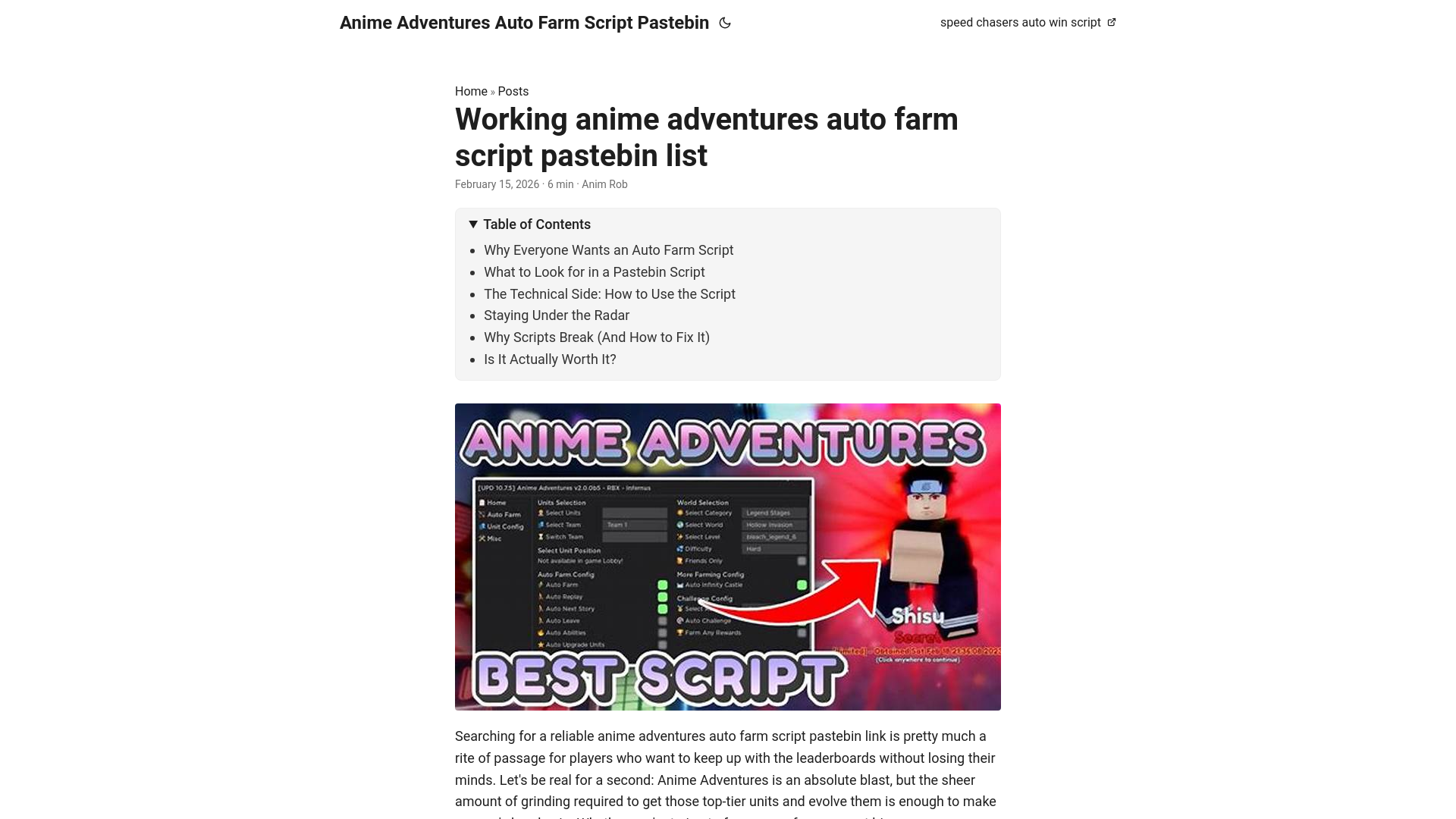 website screenshot of https://anime-adventures-auto-farm-script-pastebin.pages.dev/