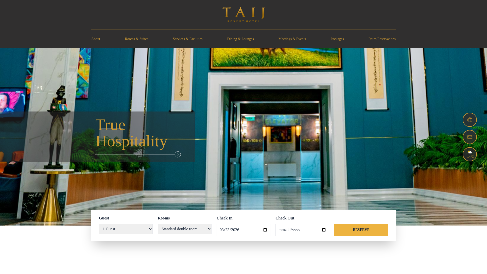 website screenshot of https://taijresorthotel.mn/