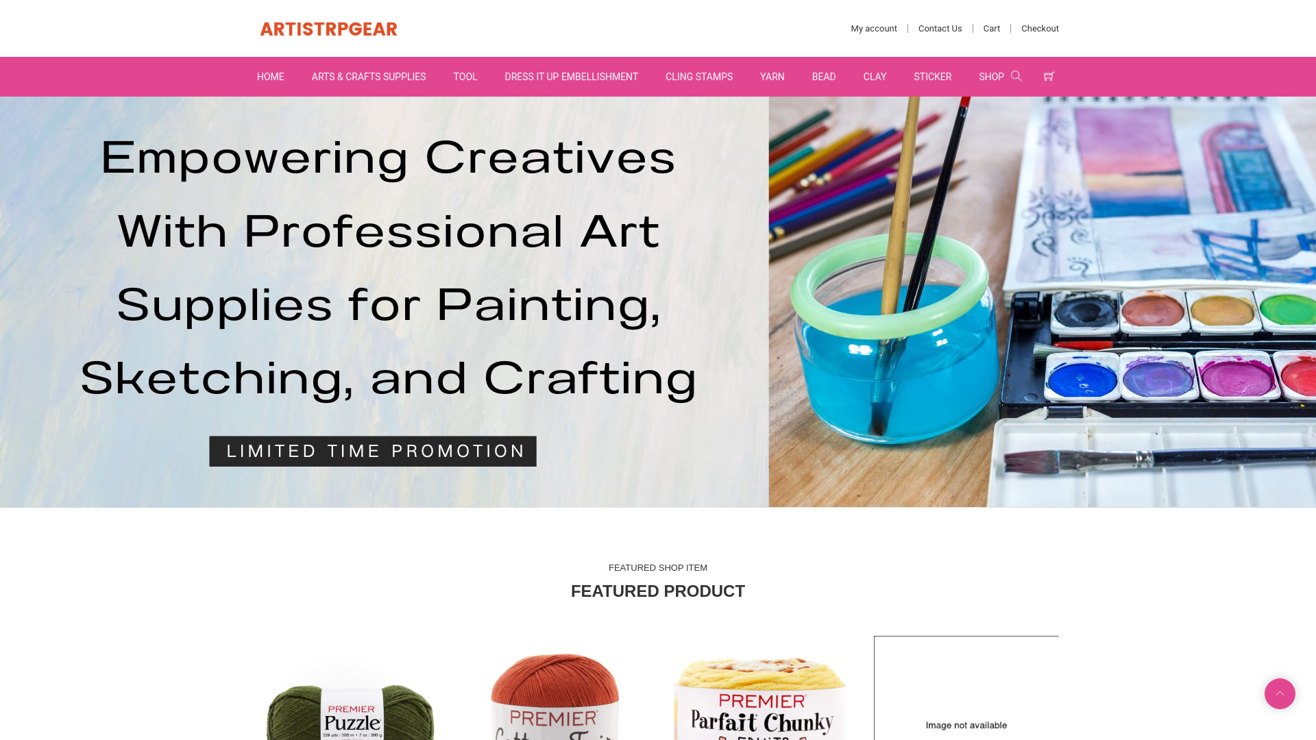 website screenshot of https://artistrpgear.com