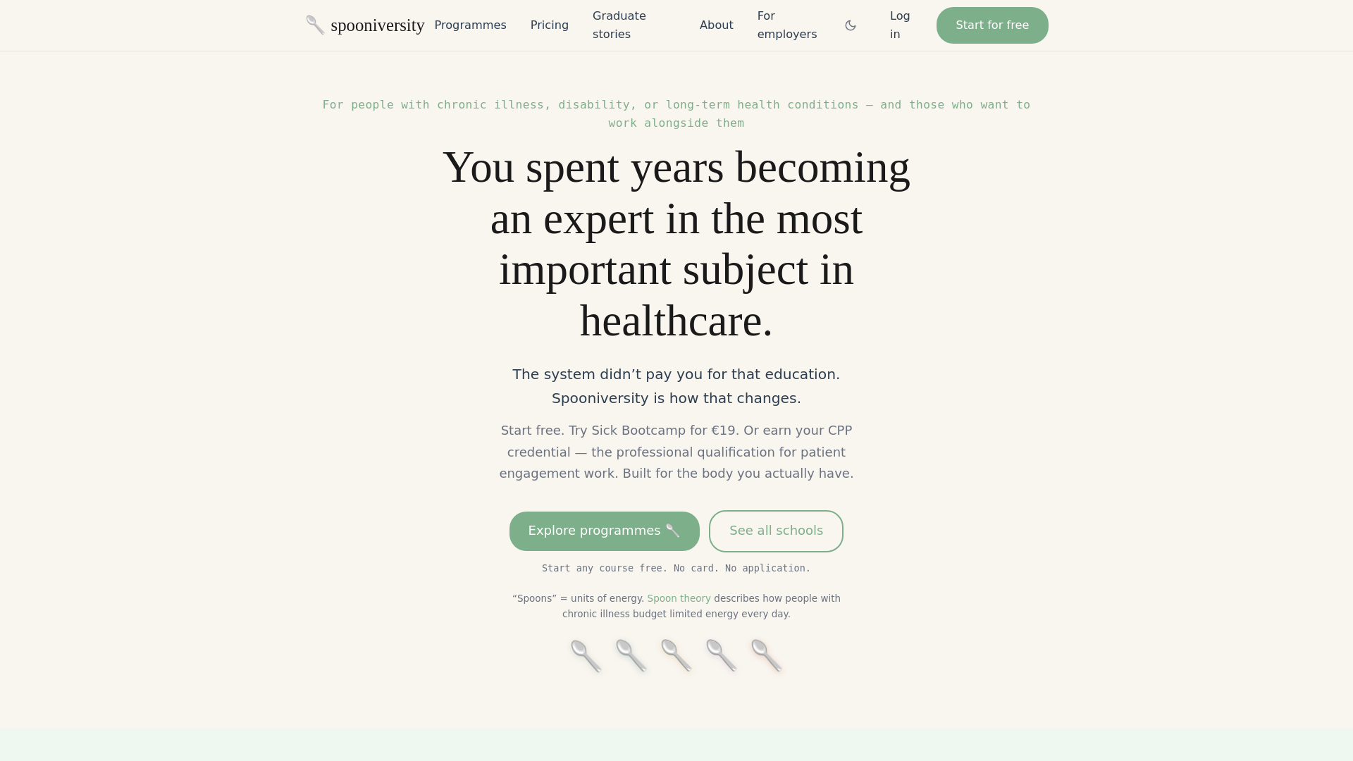 website screenshot of https://spooniversity.org/