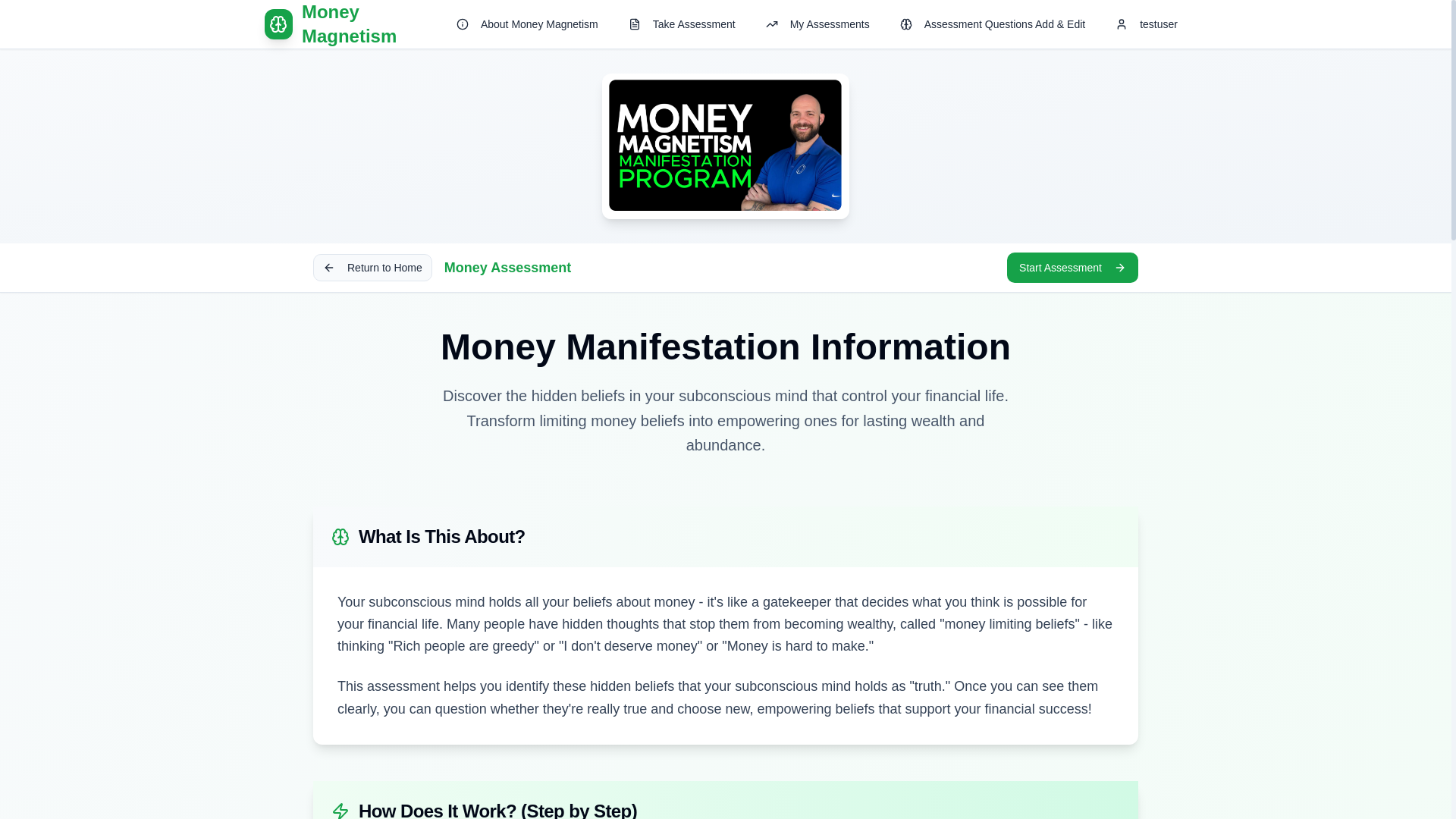website screenshot of https://moneybeliefs.online/