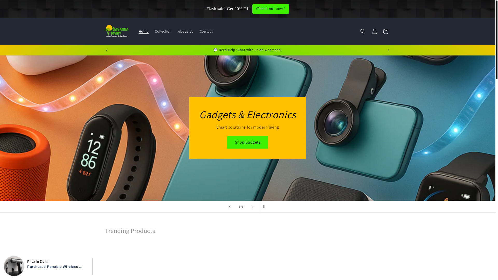website screenshot of https://savannacart.in/