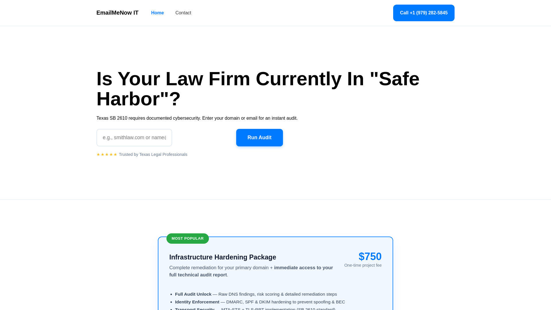 website screenshot of https://emailmenow.com/