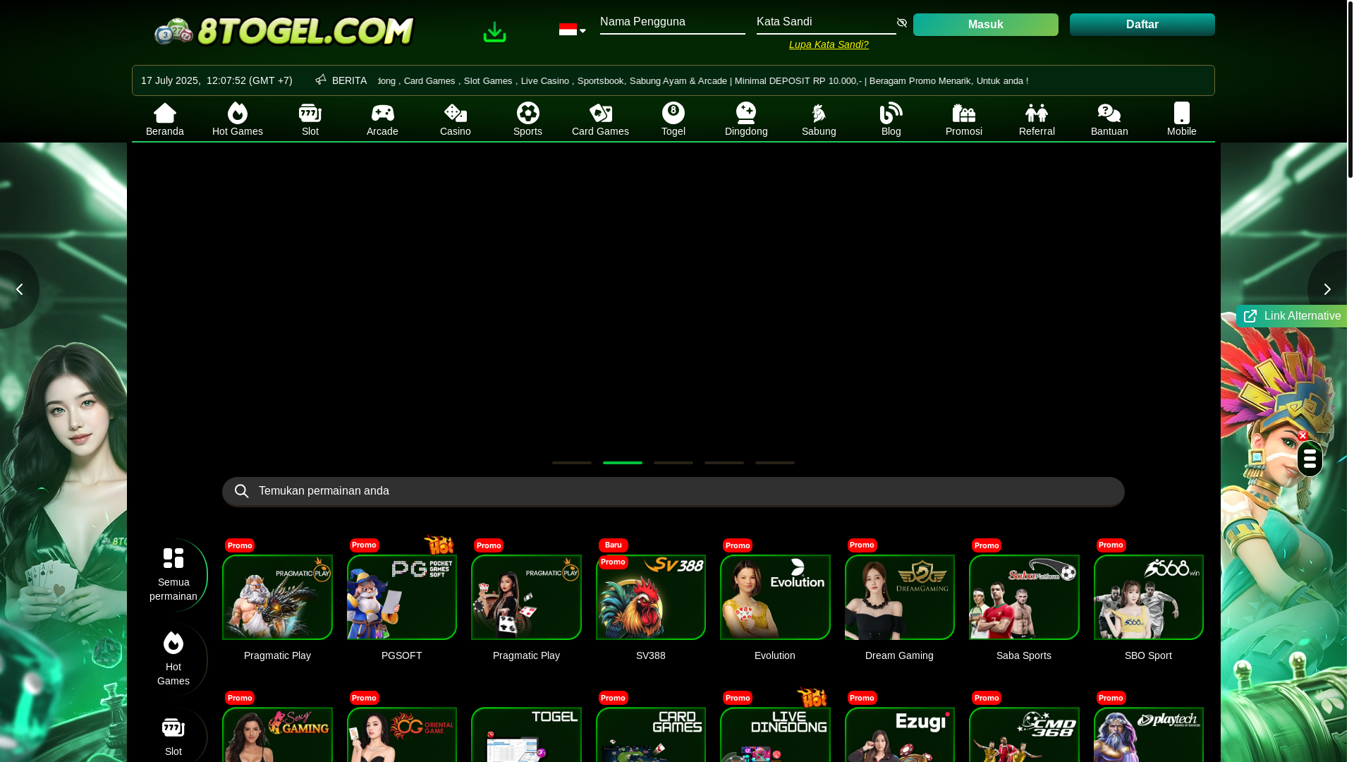 website screenshot of https://8tchance.com/