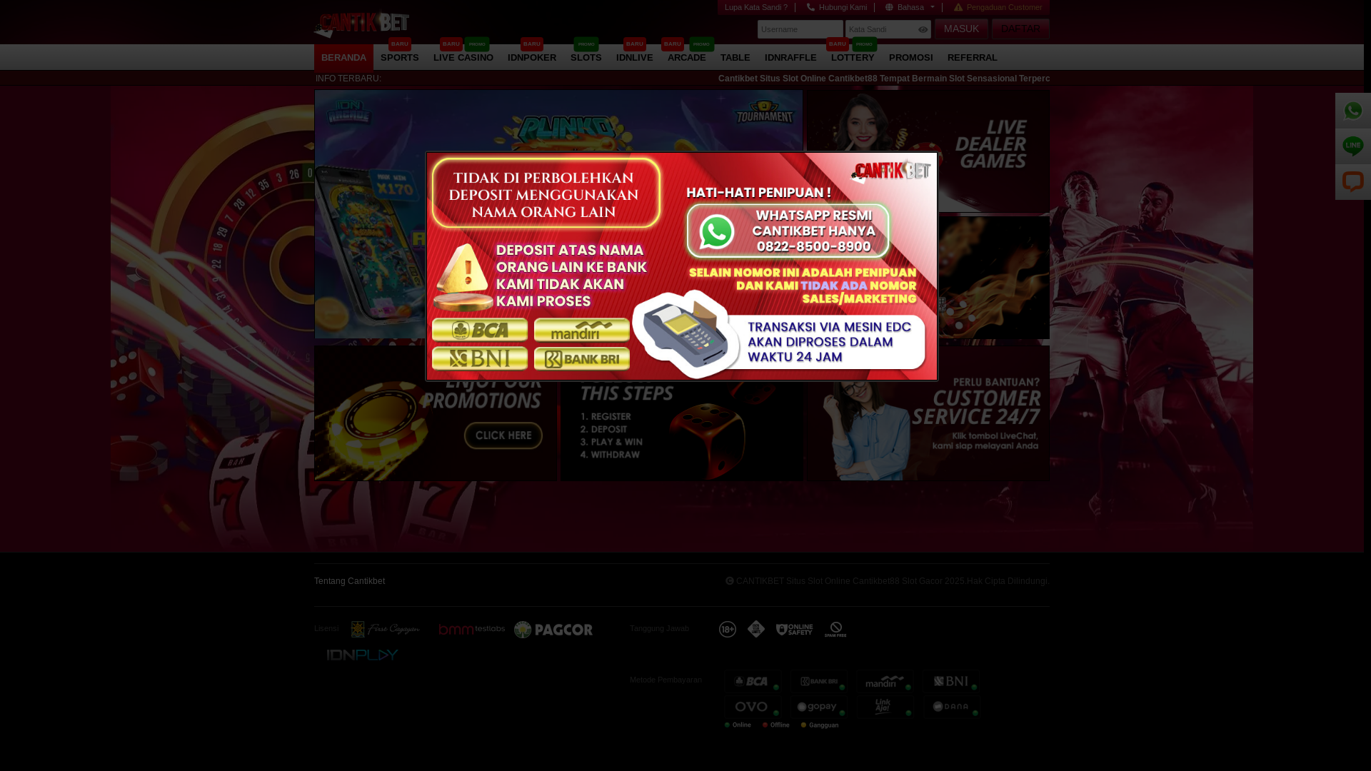 website screenshot of https://cantik22.lol/
