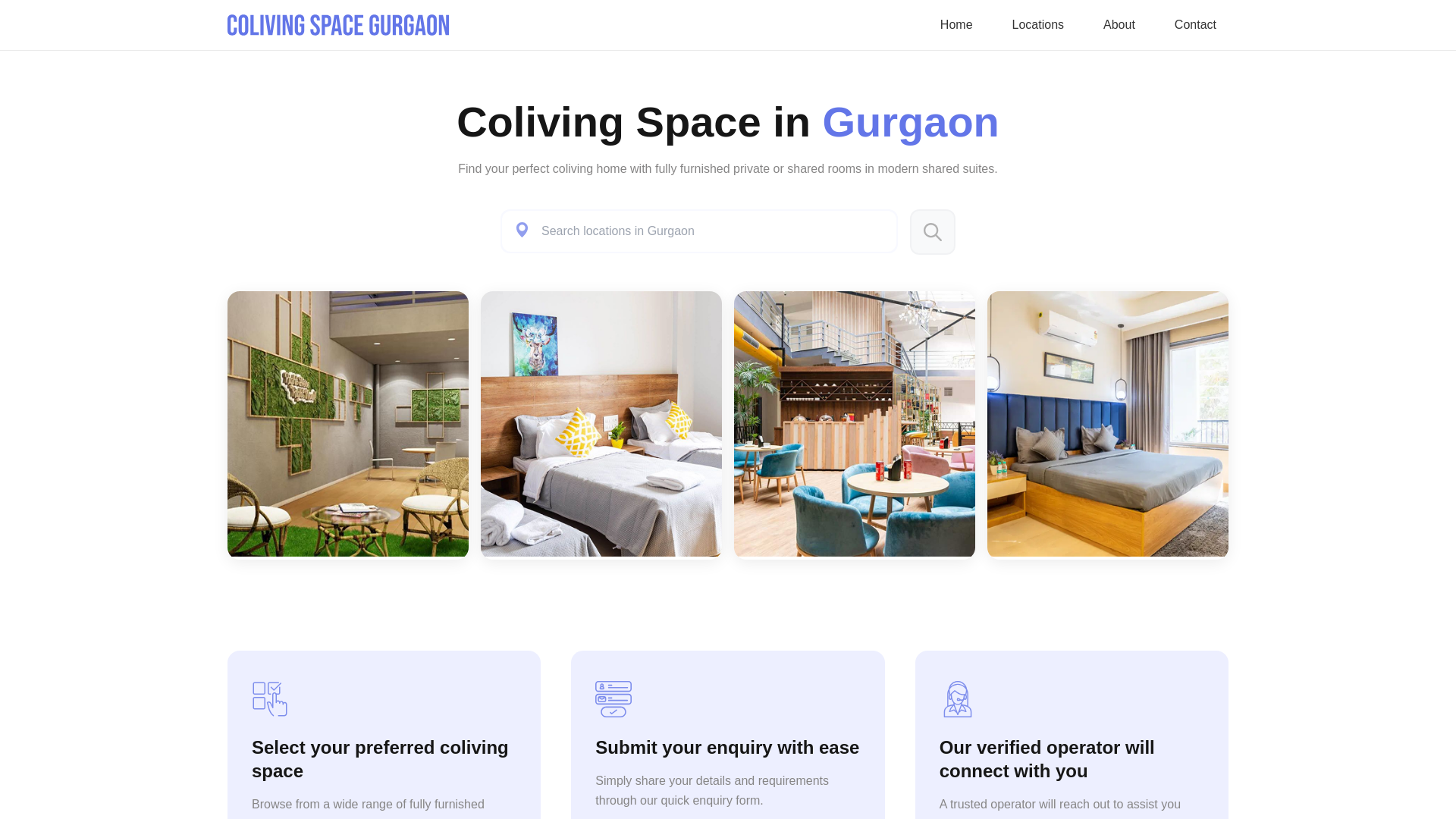 website screenshot of https://coliving-gurgaon.pages.dev/