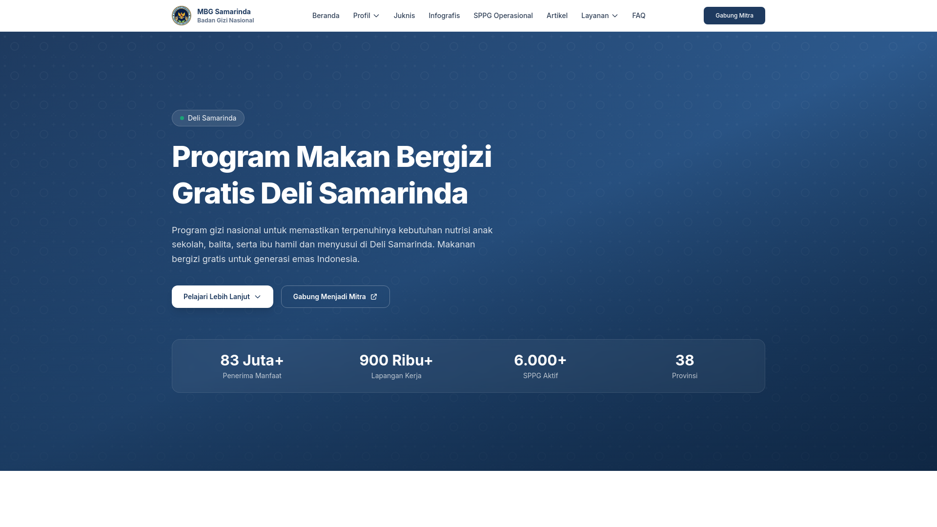 website screenshot of https://mbgsamarinda.org/