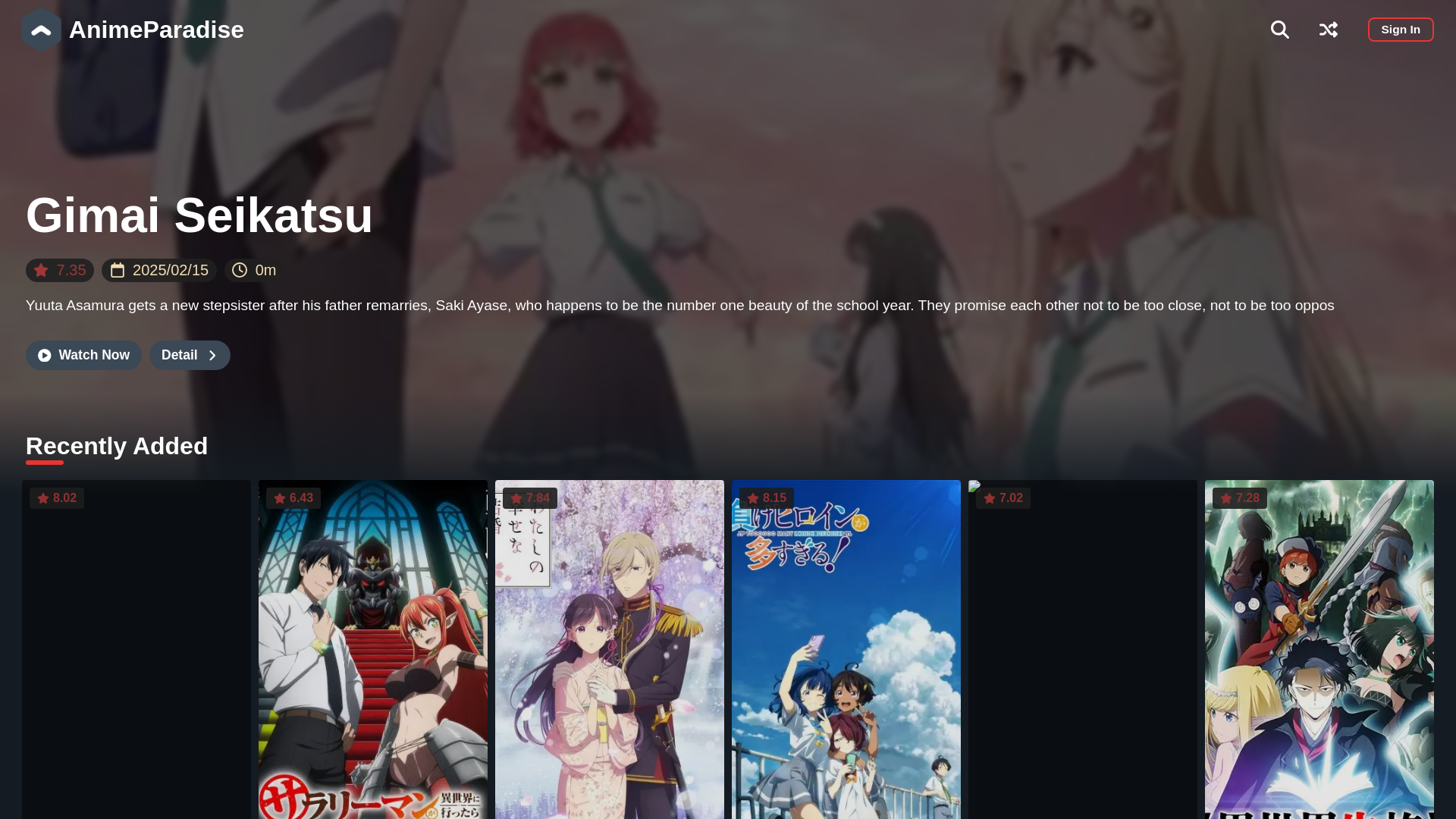website screenshot of https://animeparadise-1222.blogspot.com/