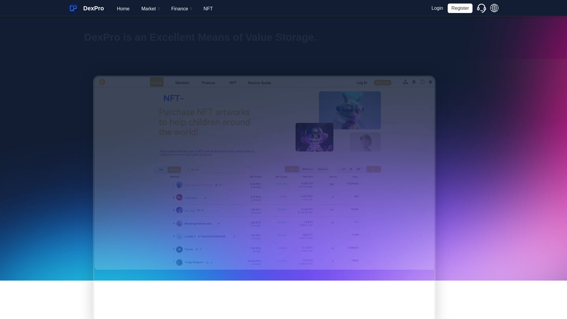 website screenshot of https://dexprotxns.com/