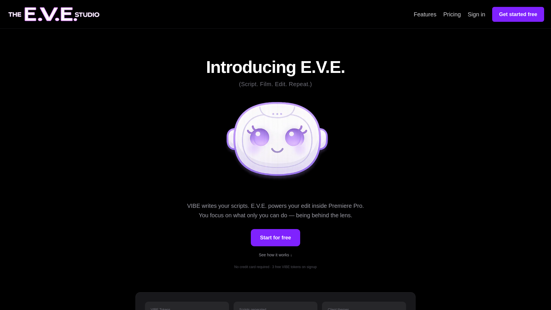 website screenshot of https://theevestudio.io/