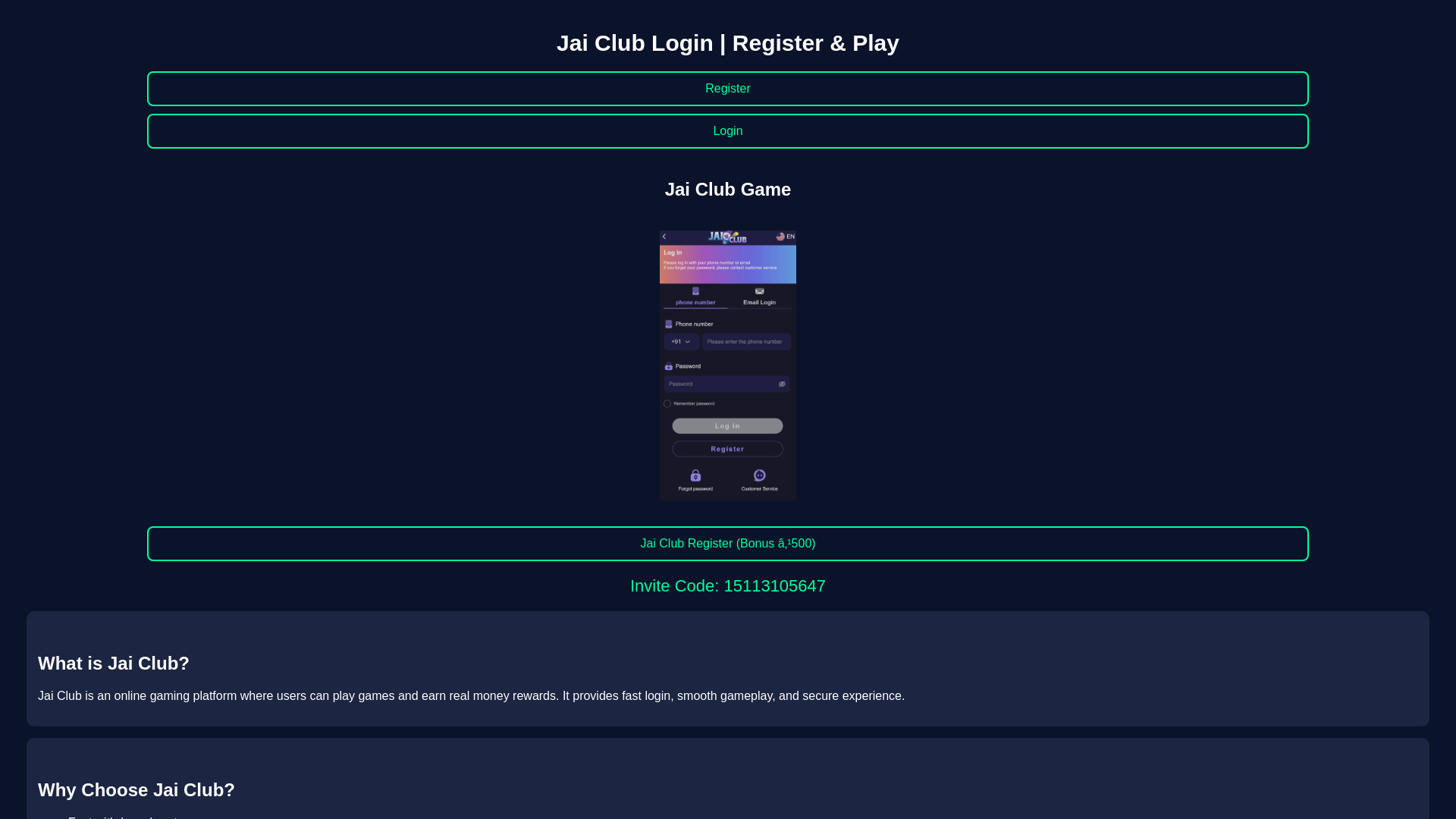 website screenshot of https://jaiclublapp.com/