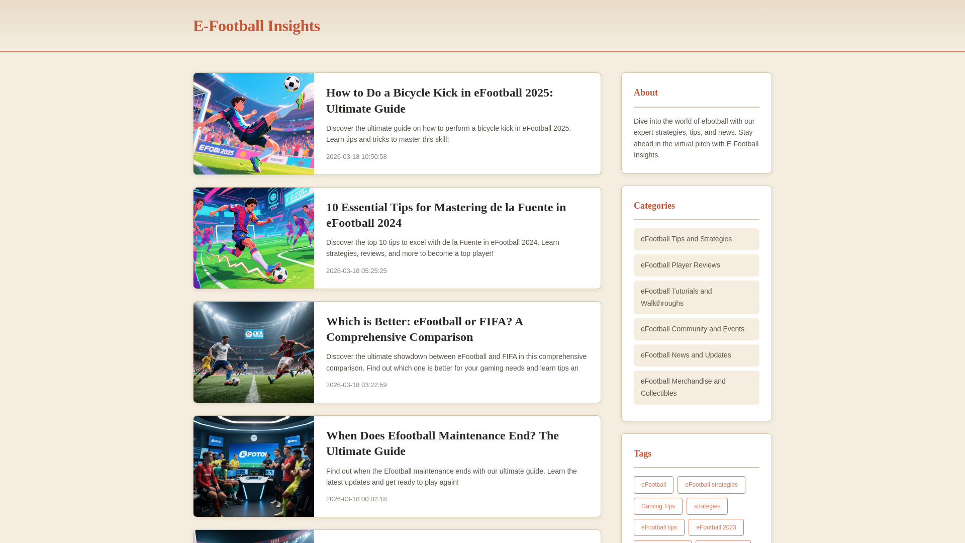 website screenshot of https://e-footballinsights.com/