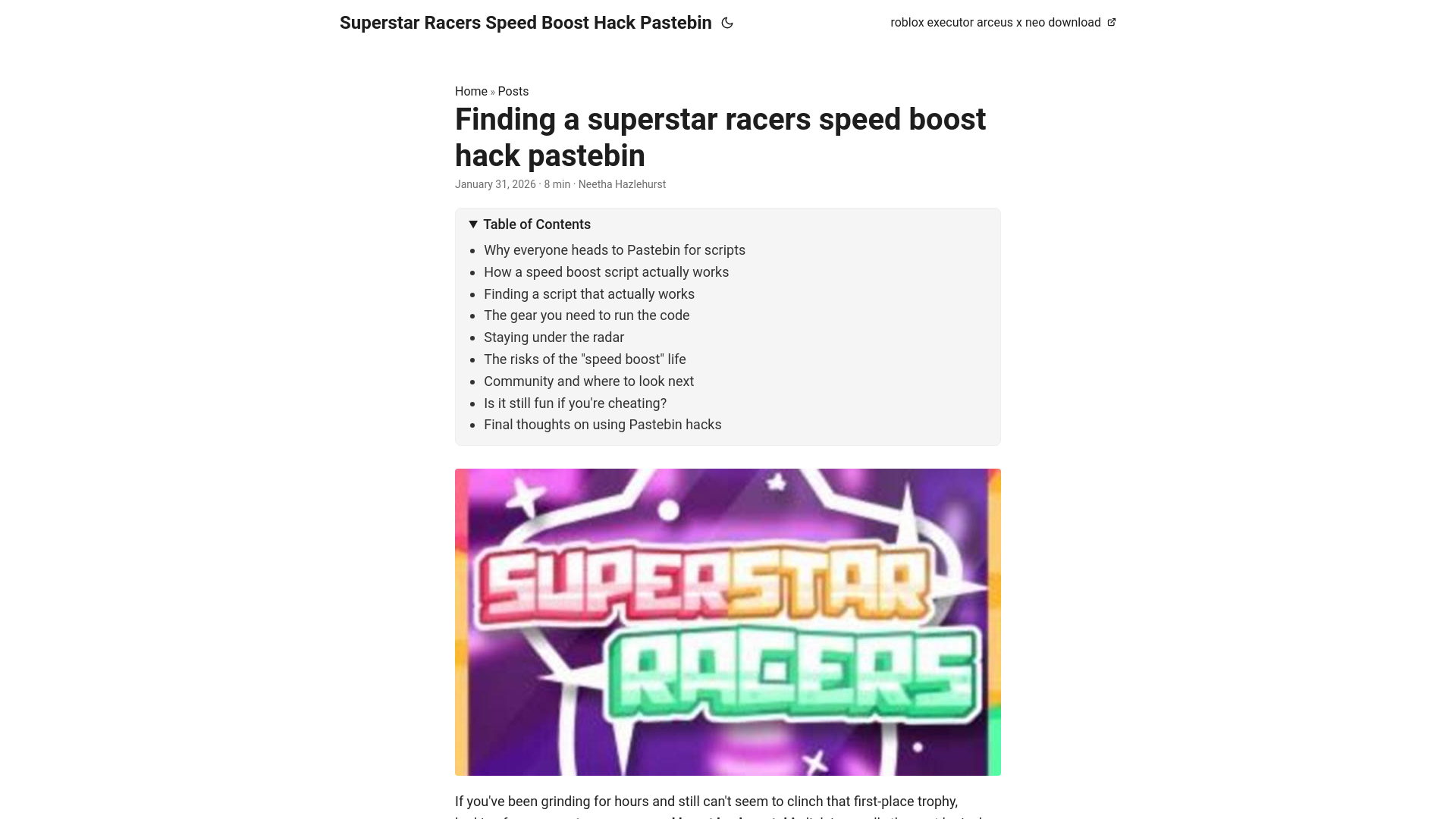 website screenshot of https://superstar-racers-speed-boost-hack-pastebin.pages.dev/