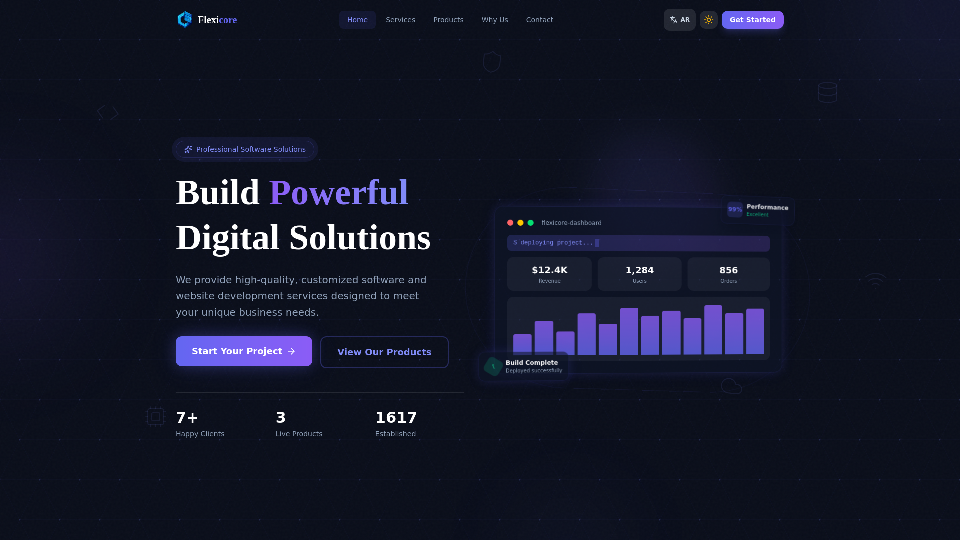 website screenshot of https://flexicoresystems.com