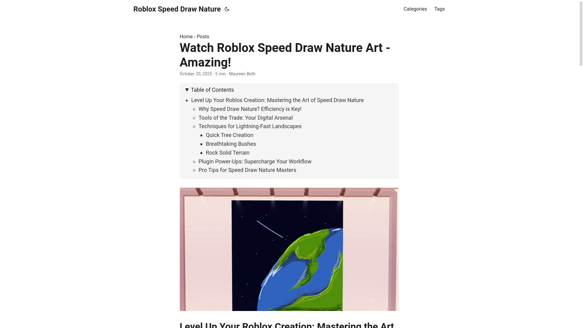 website screenshot of https://roblox-speed-draw-nature.pages.dev/