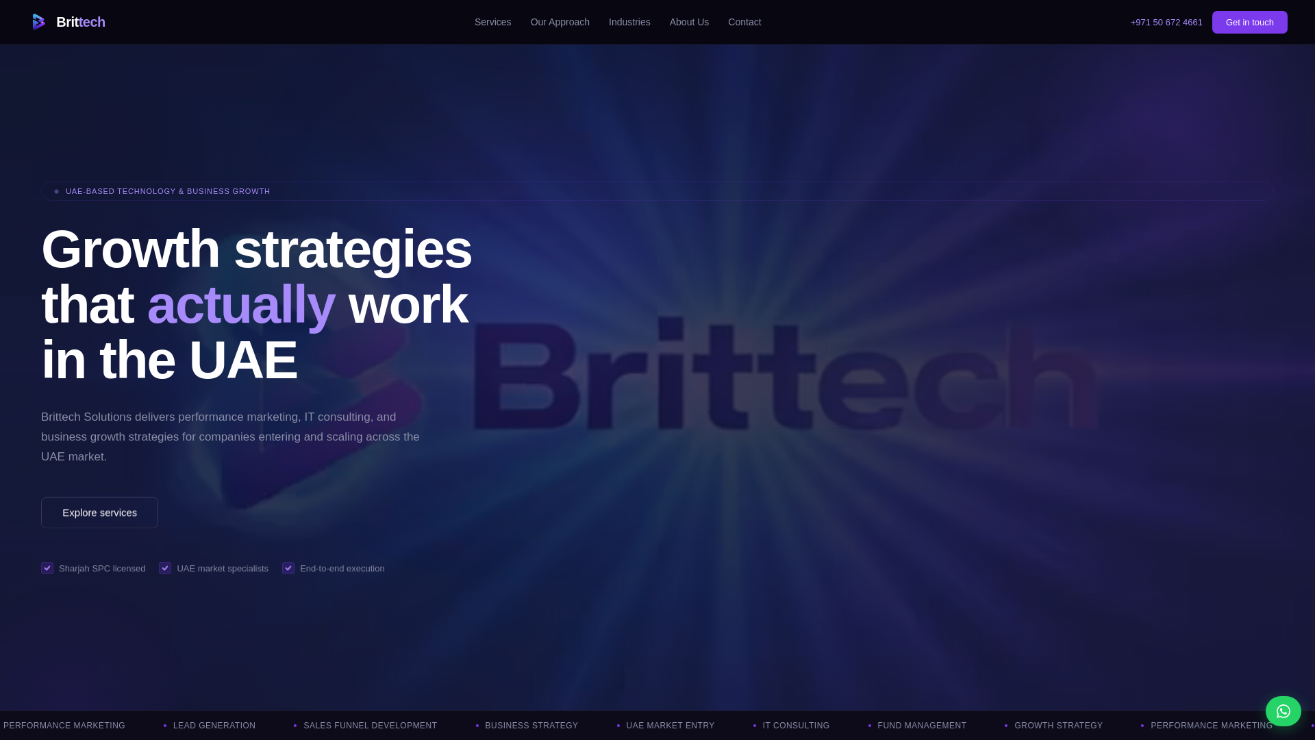 website screenshot of https://brittechsolutions.ae