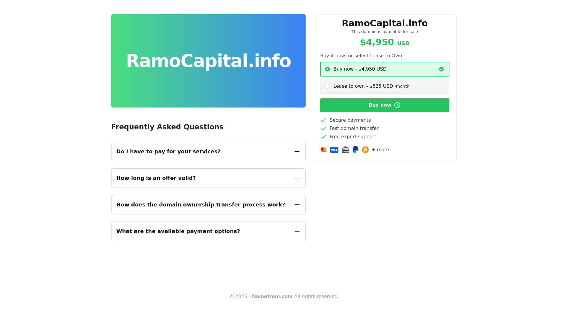 website screenshot of https://ramocapital.info/