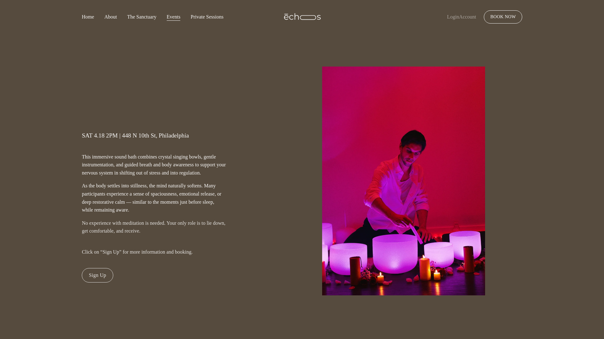 website screenshot of https://synsoundbath.com/