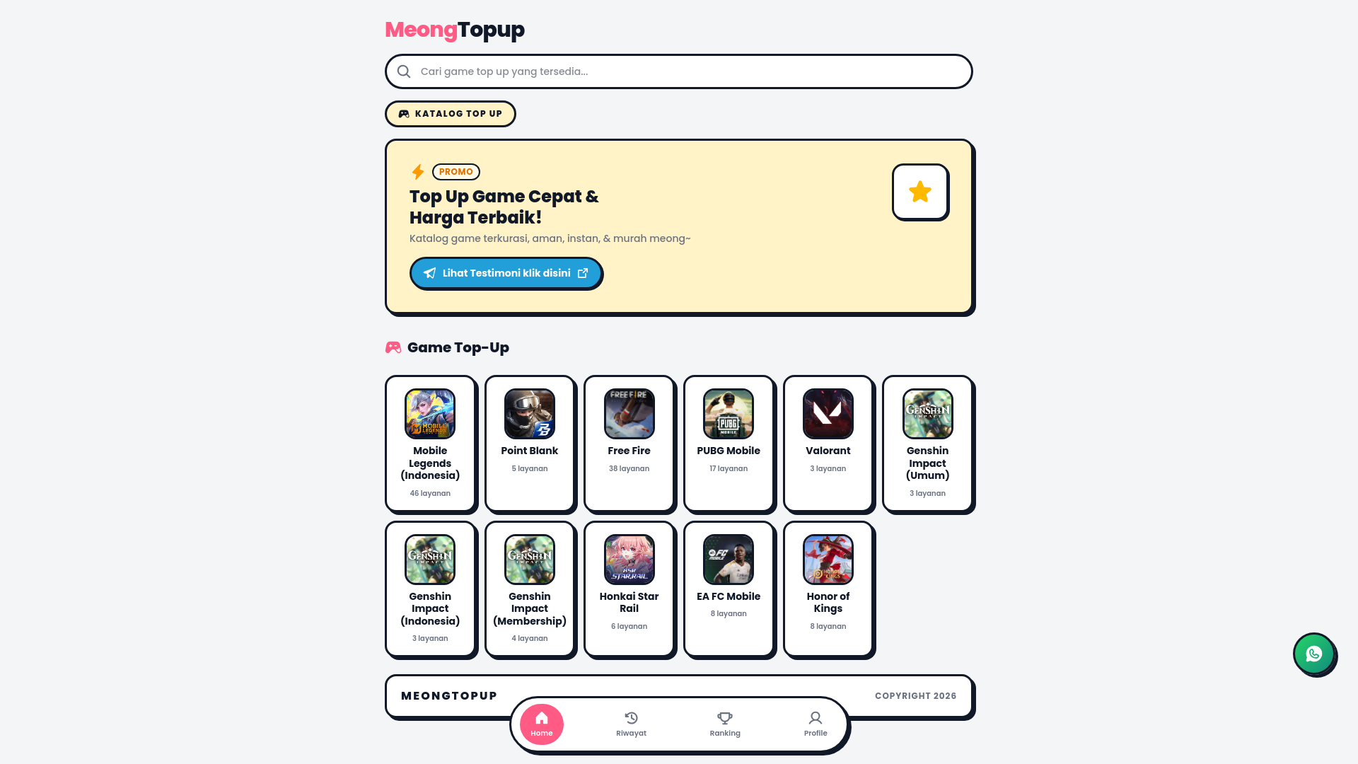 website screenshot of https://demo-meongtopup.pages.dev/