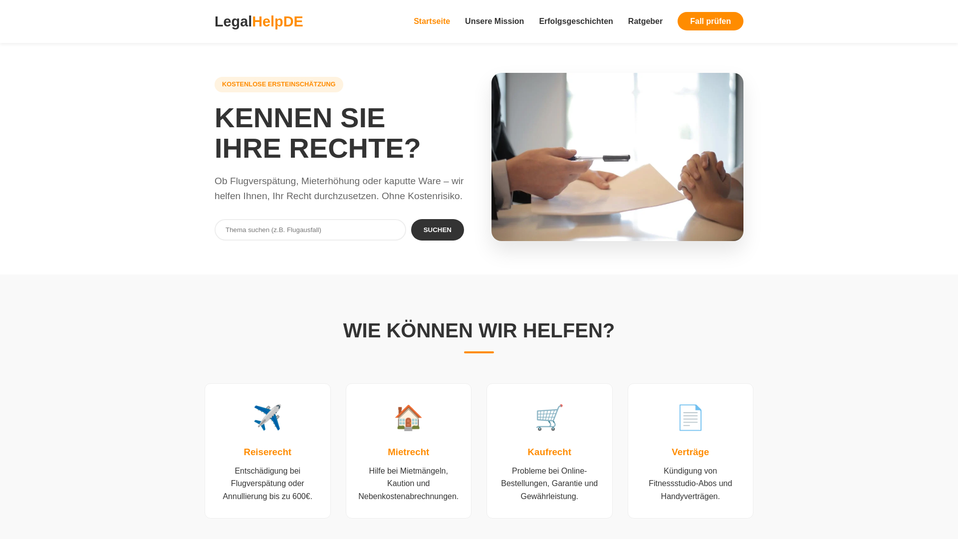 website screenshot of https://legalhelpde.info/