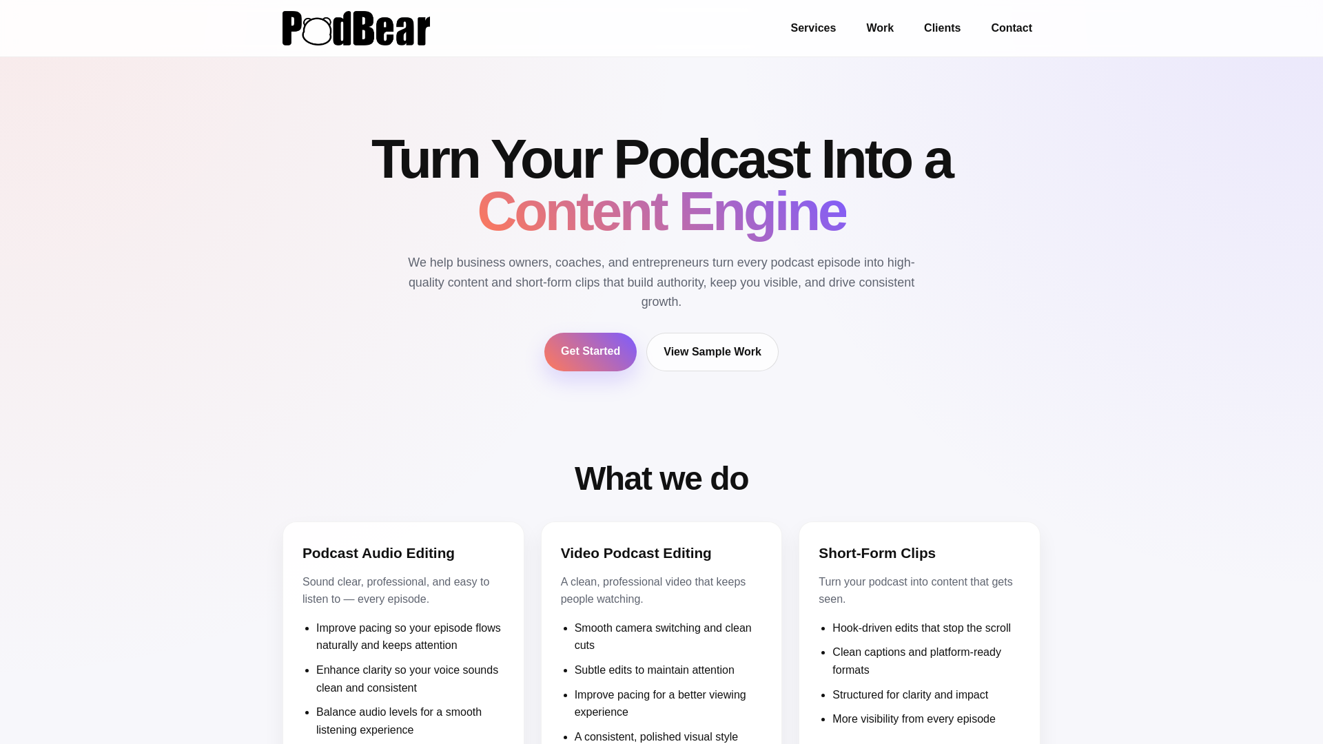 website screenshot of https://podbearlanding.pages.dev/