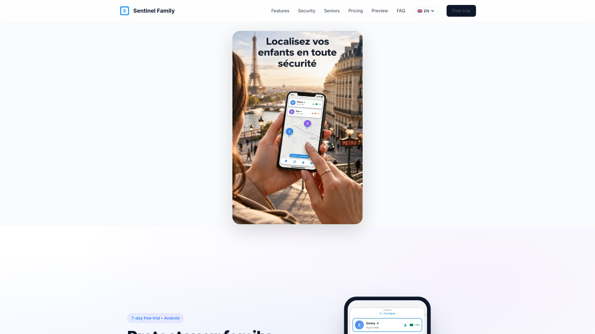 website screenshot of https://sentinelfamily.fr/