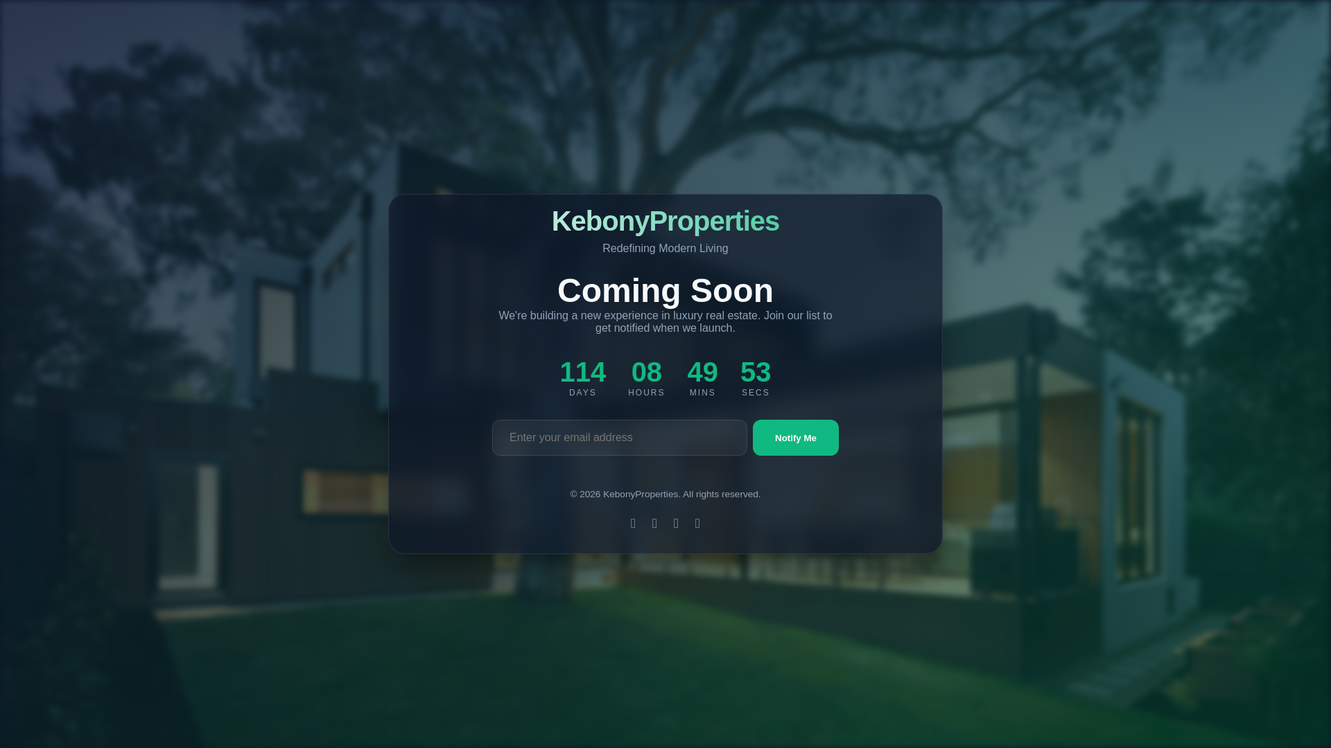 website screenshot of https://kebonyproperties.com