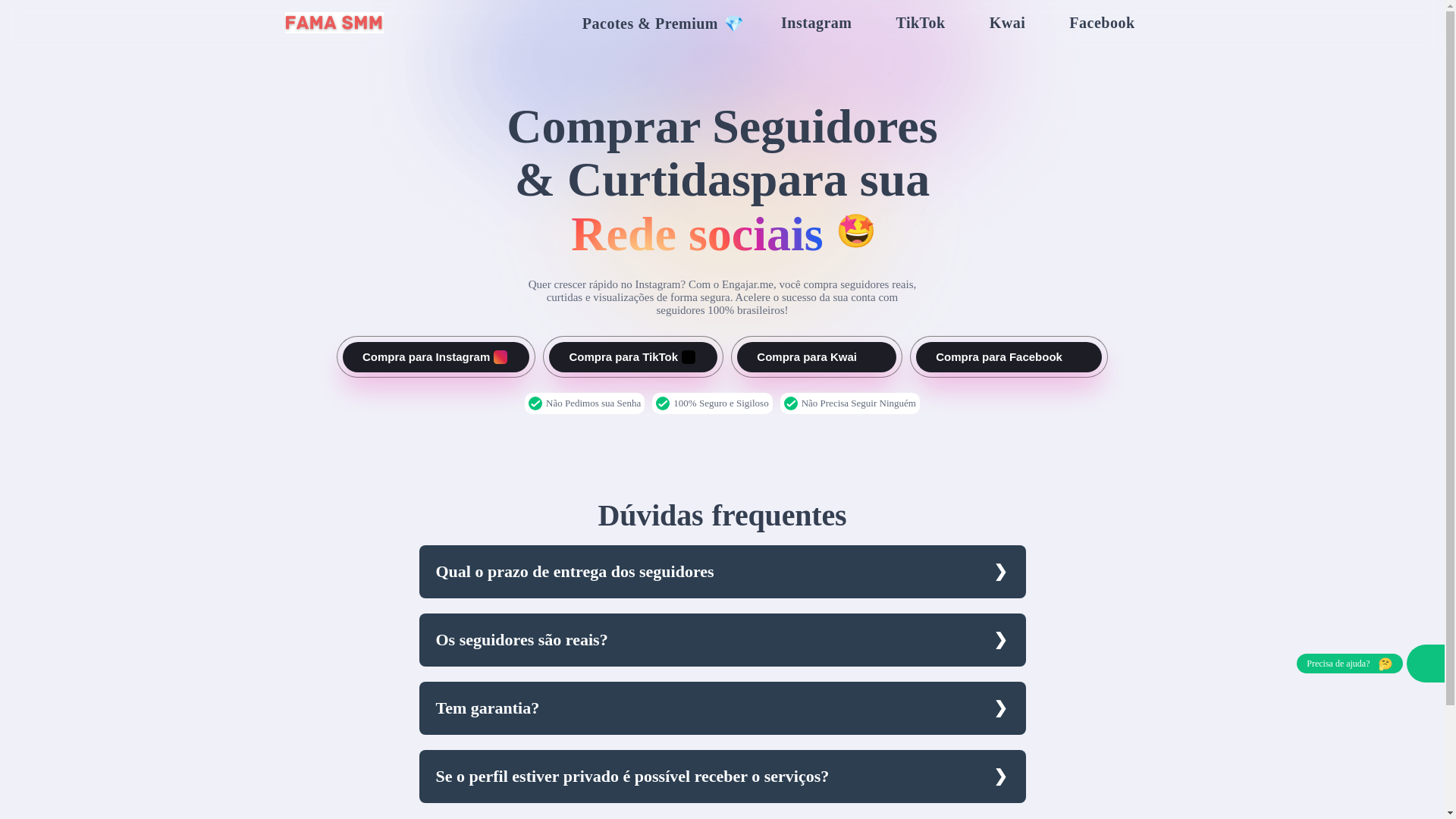 website screenshot of https://famasmm.online