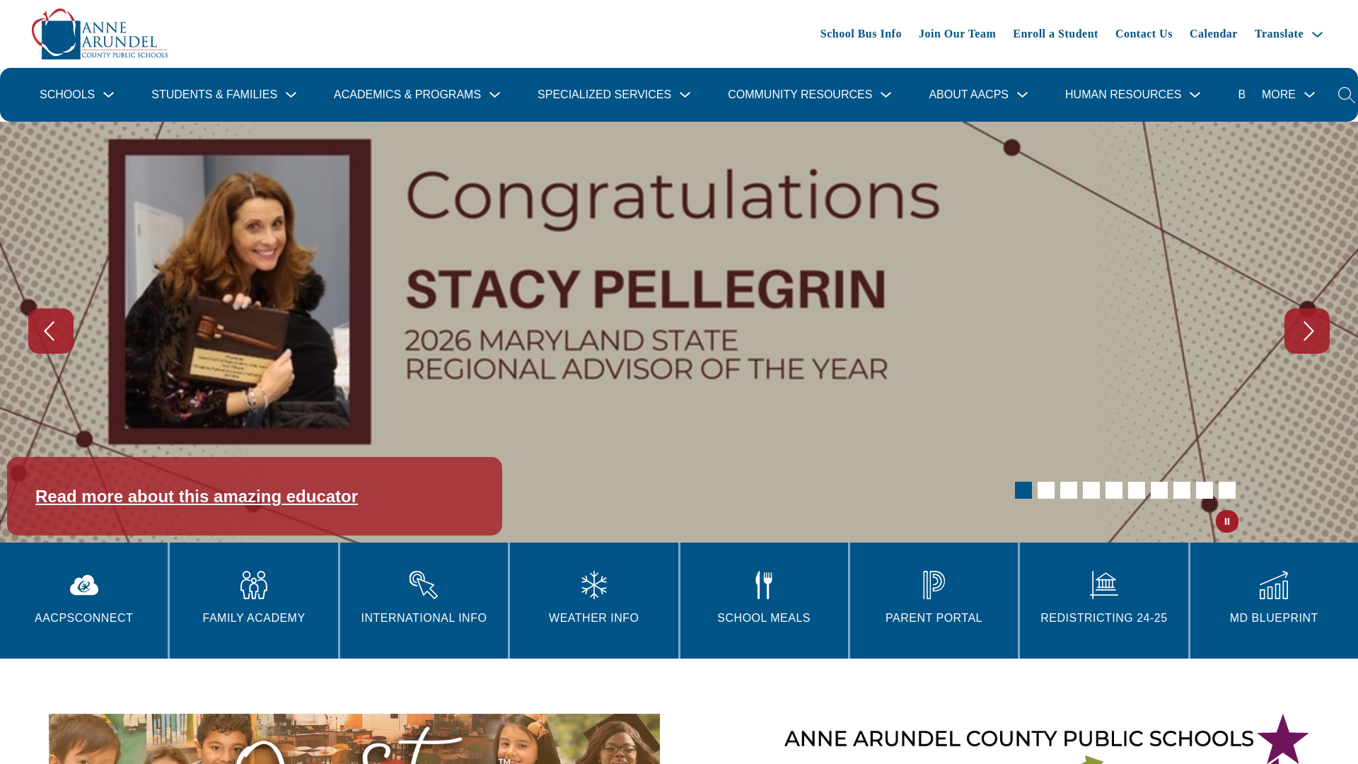 website screenshot of https://www.aacps.org/