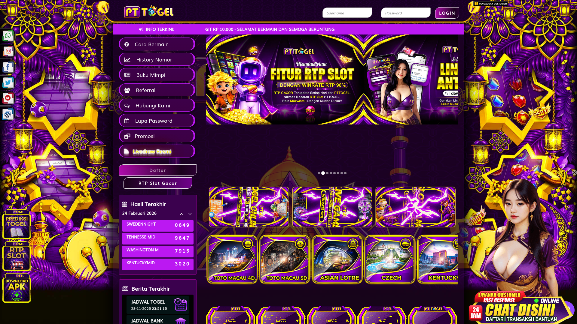 website screenshot of https://pttogelstore.space/