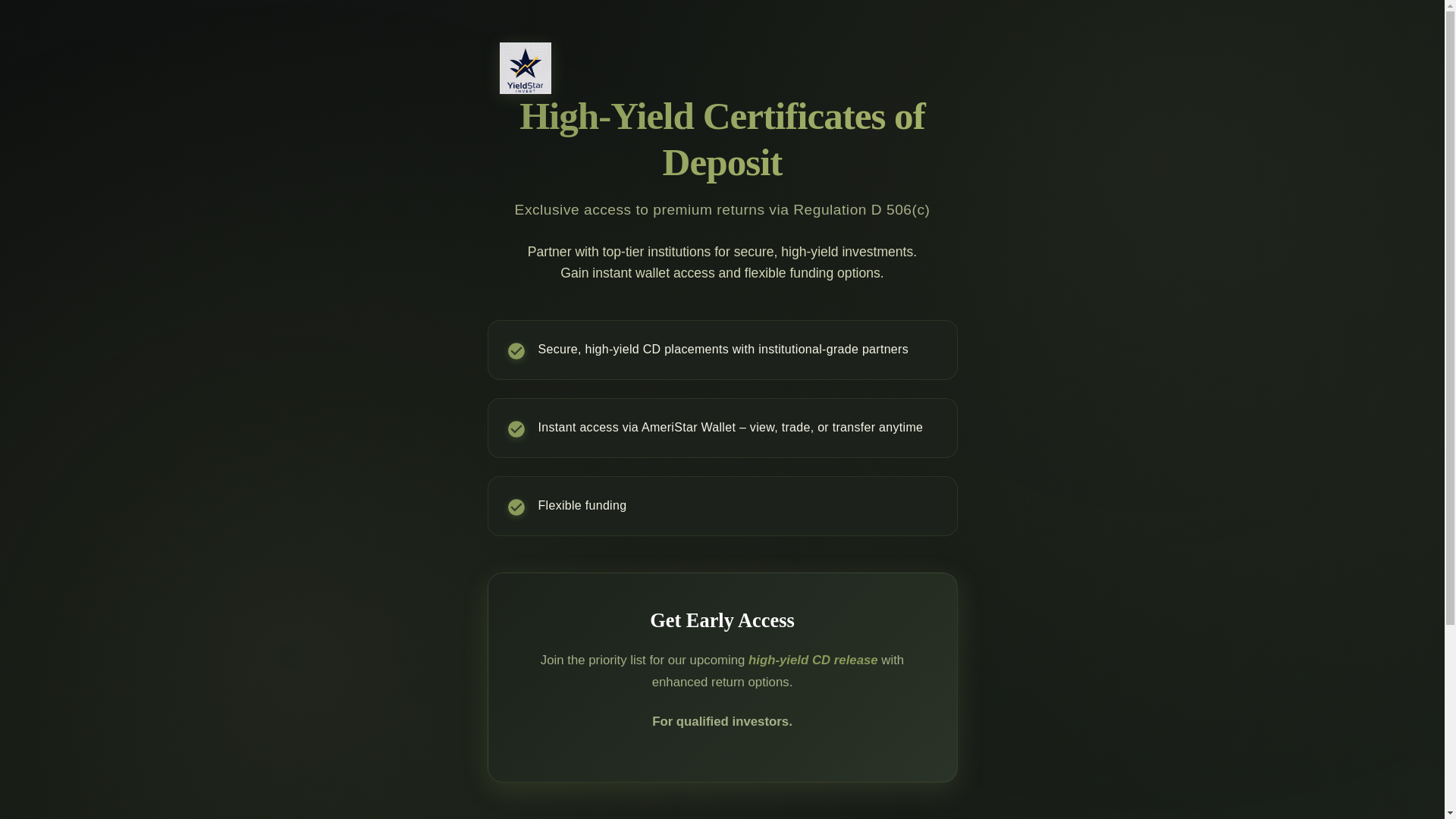 website screenshot of https://yieldstarinvest.com/