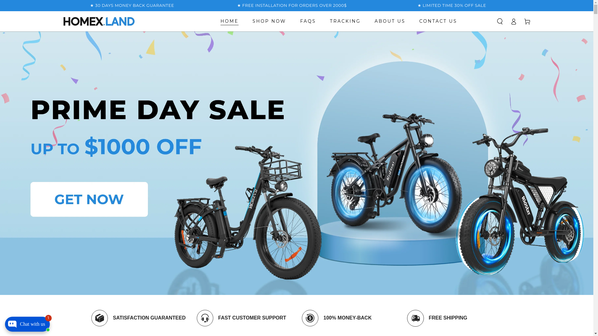 website screenshot of https://homexland.shop/