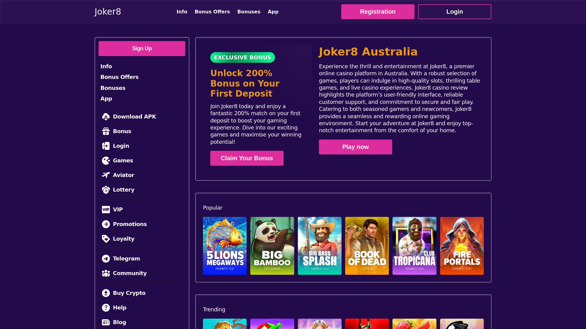 website screenshot of https://joker8australia-com.pages.dev/