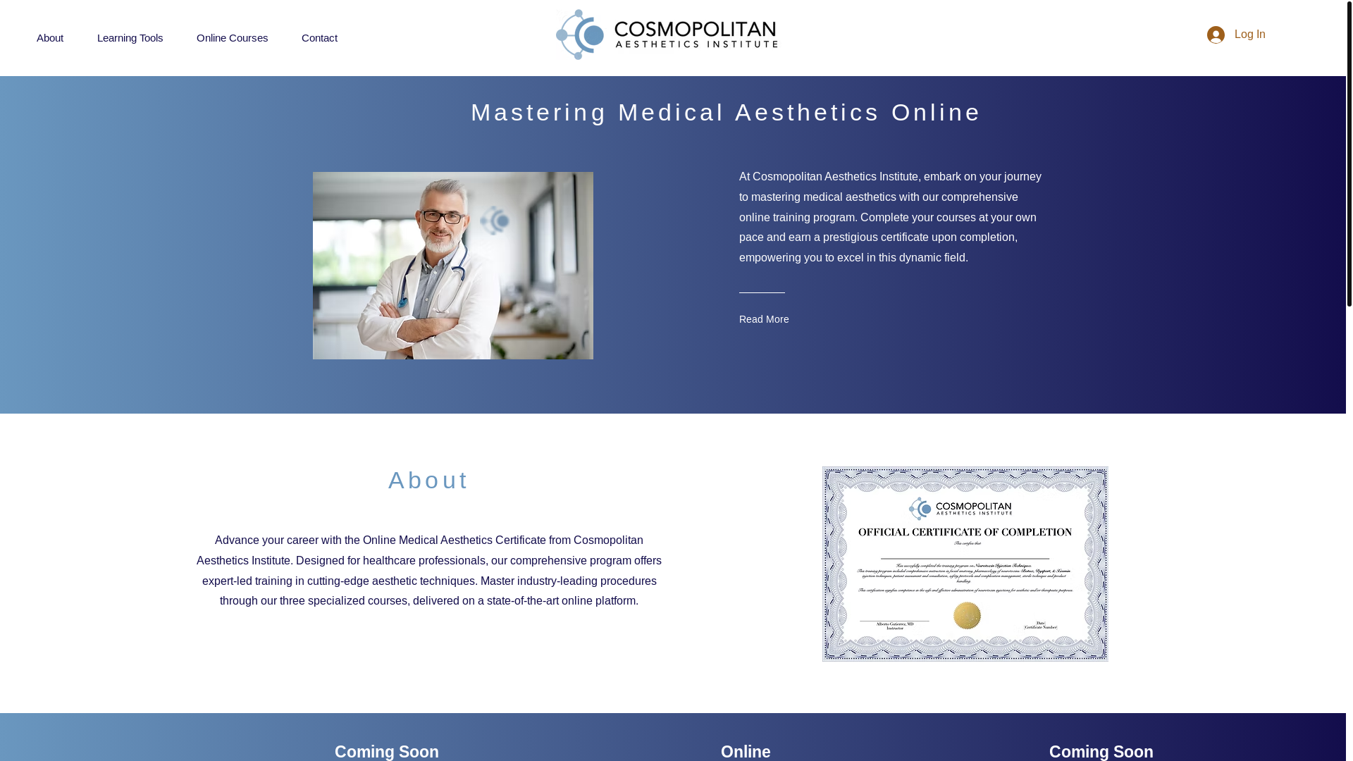 website screenshot of https://cosmopolitanaestheticsinstitute.com/