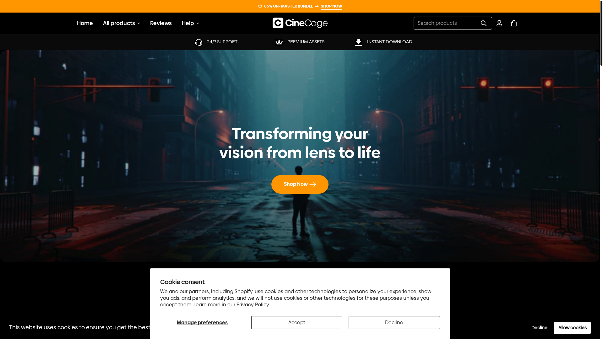 website screenshot of https://cinecage.co.uk/