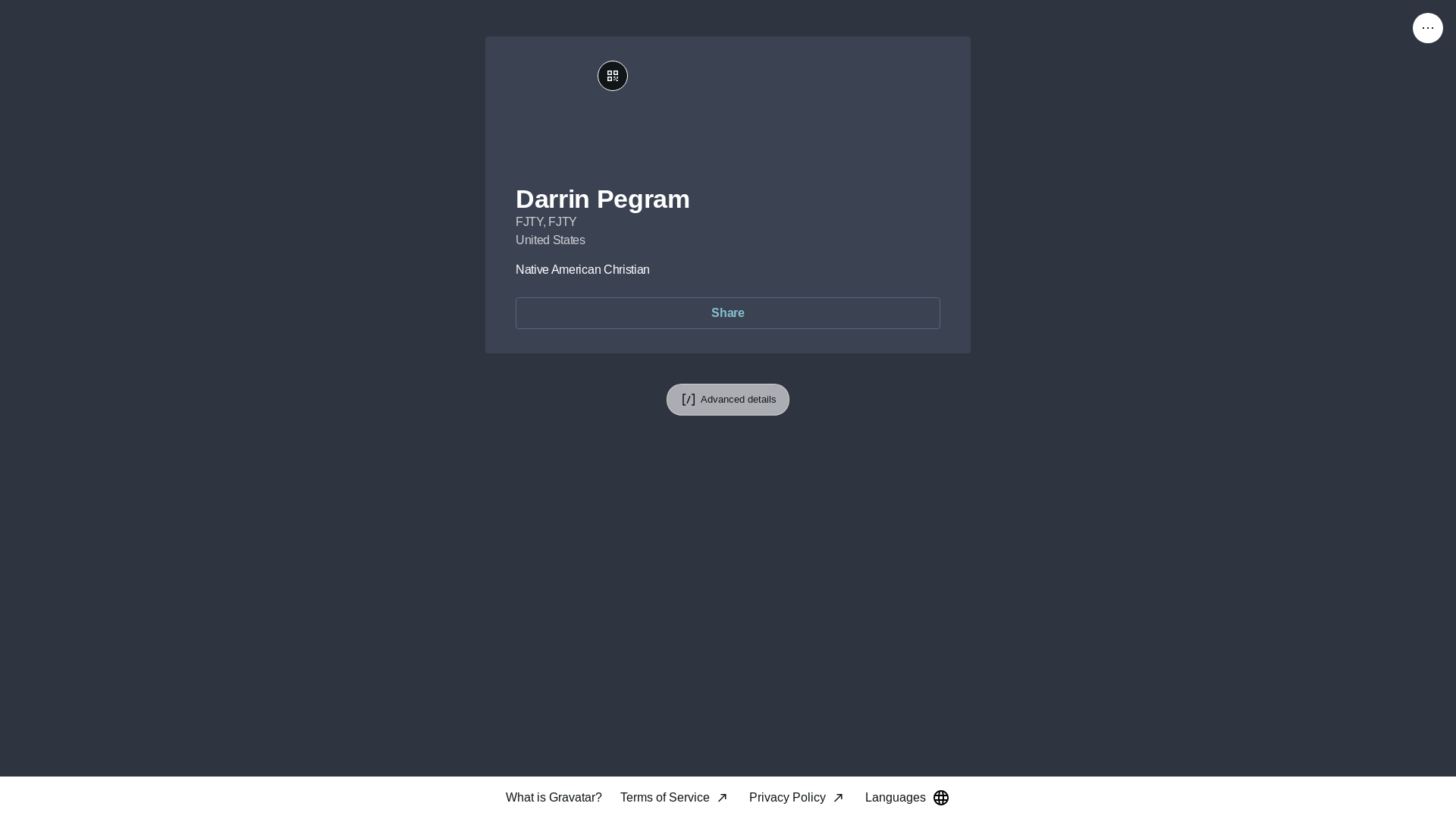 website screenshot of https://darrinpegram.link/