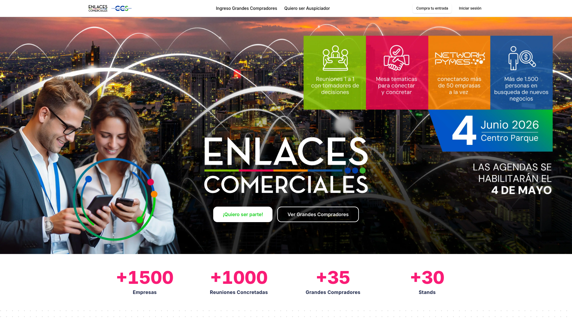 website screenshot of https://enlacescomercialesccs.com