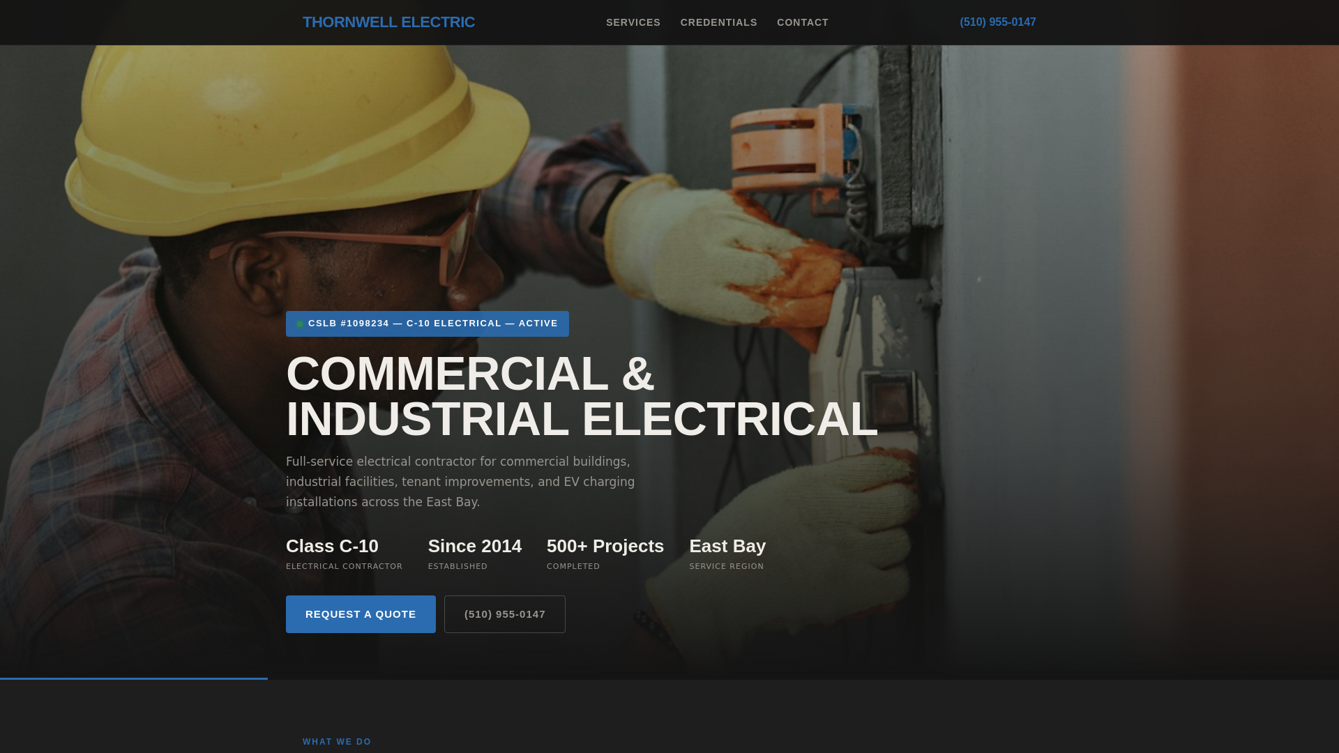 website screenshot of https://thornwell-electric-1page.pages.dev/