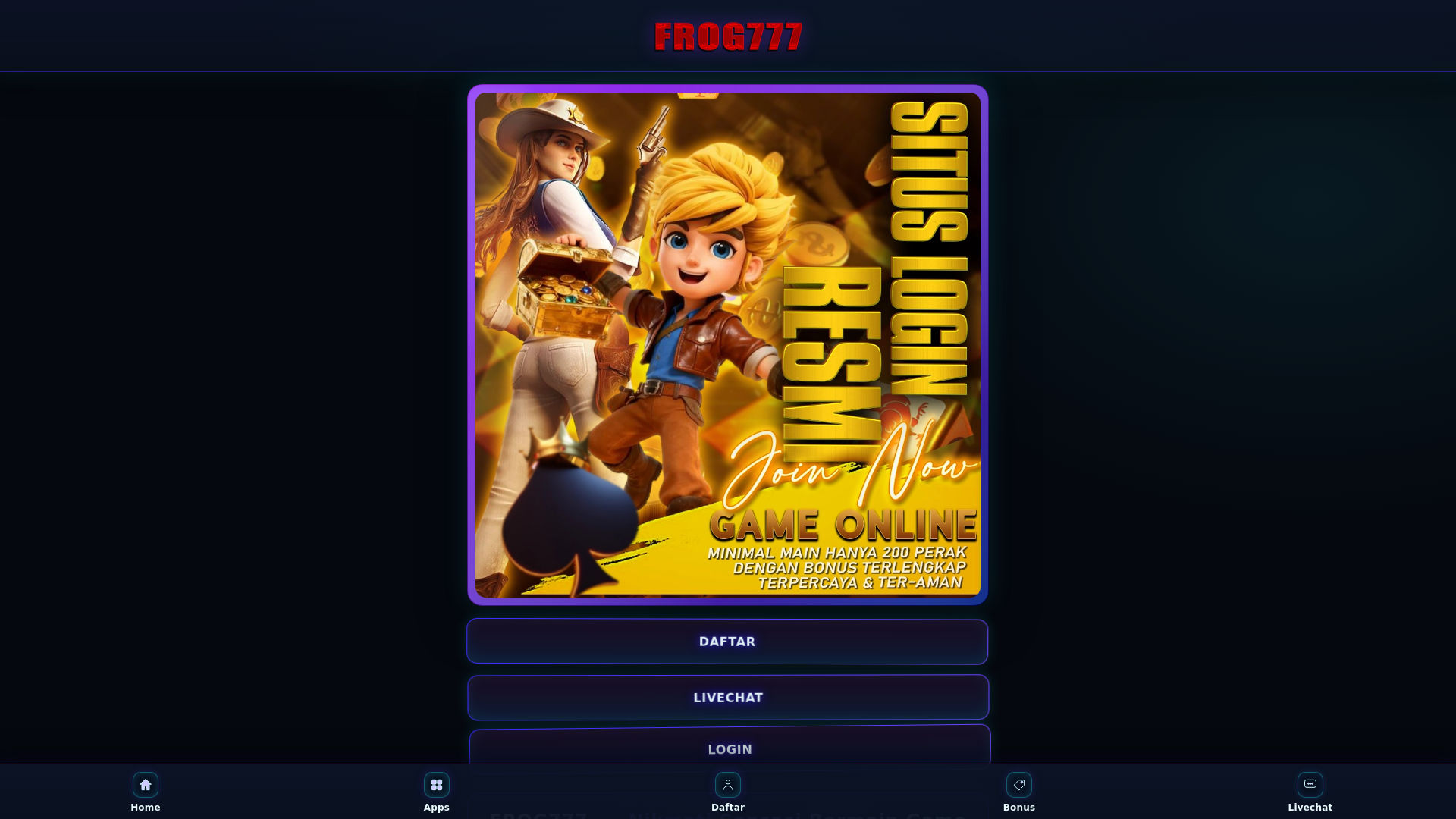 website screenshot of https://frog777-slot.pages.dev/