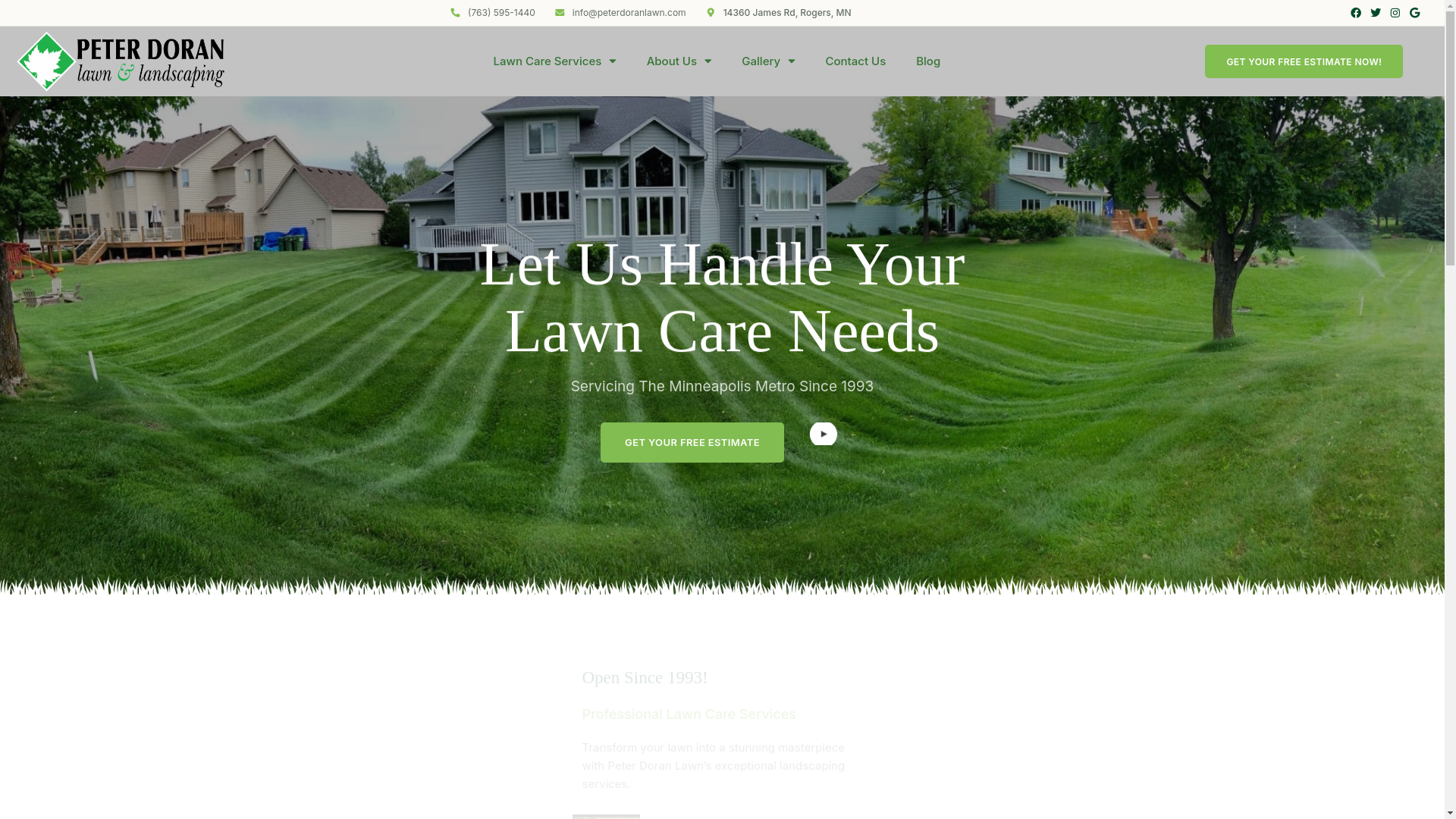 website screenshot of https://www.peterdoranlawn.com/
