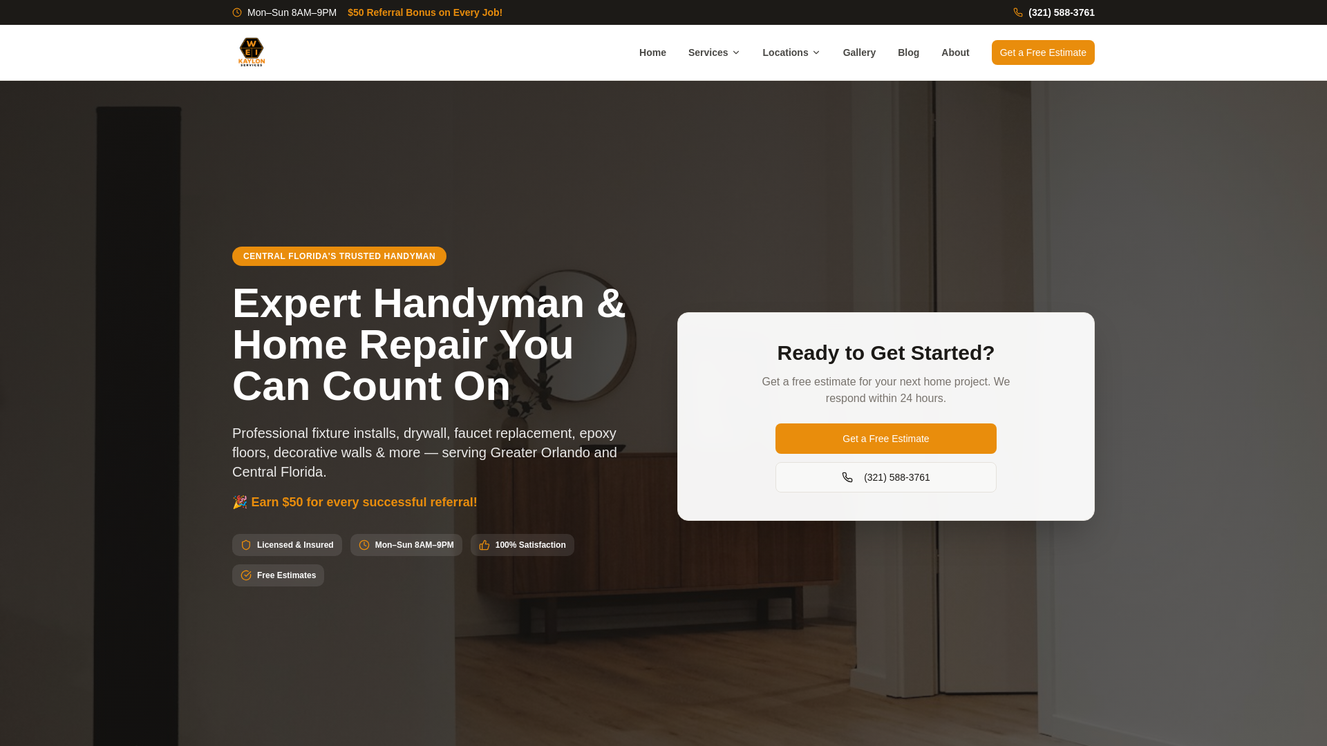 website screenshot of https://kaylon-services.com/