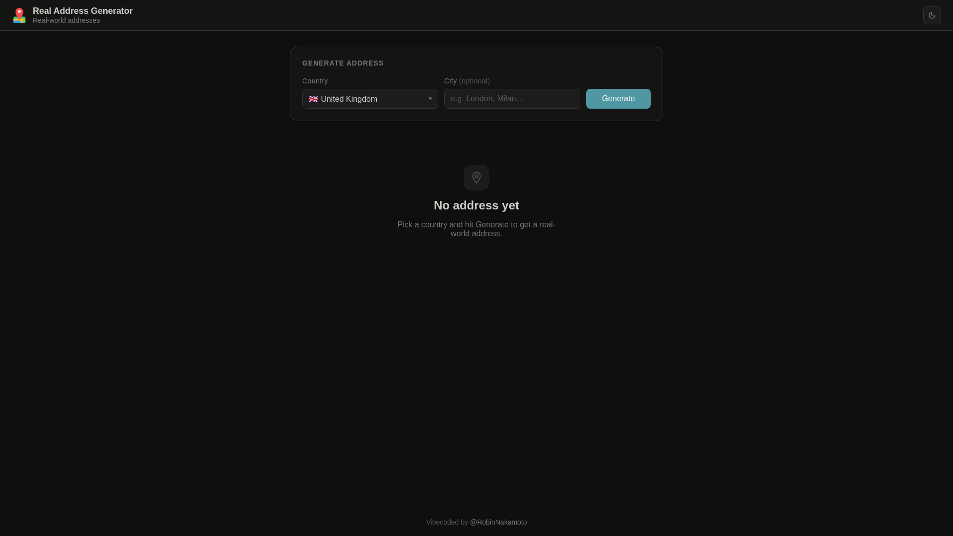 website screenshot of https://realaddress.space