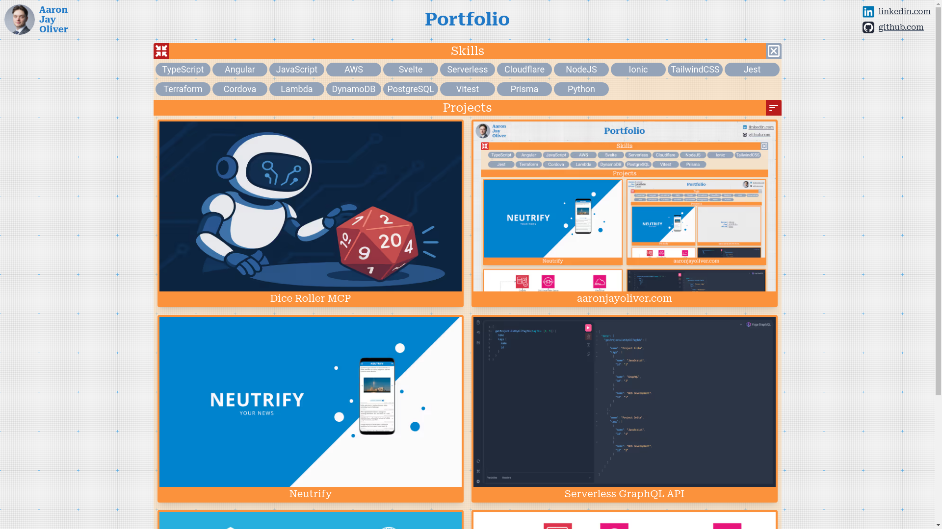 website screenshot of https://aaronjayoliver.pages.dev/