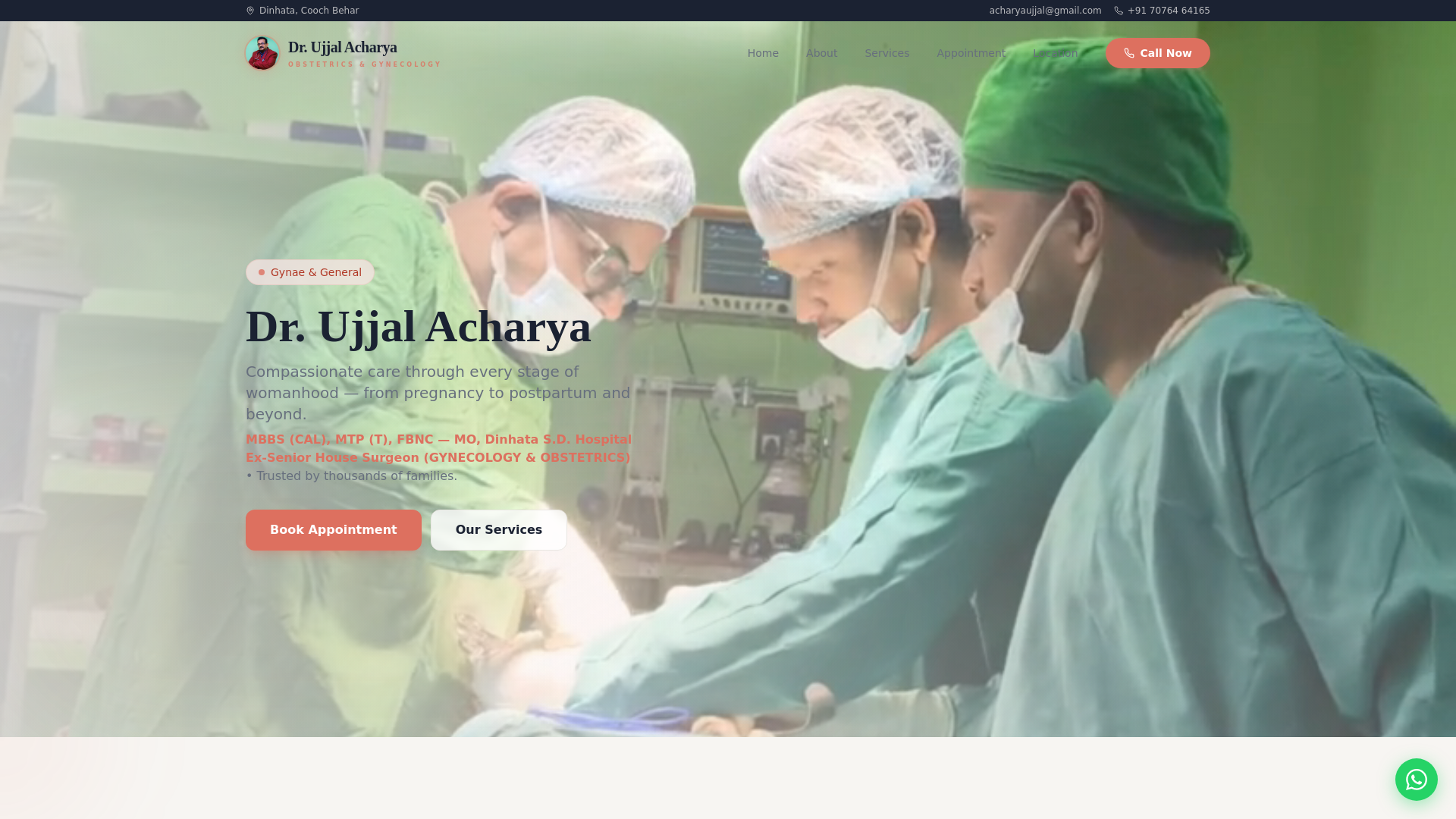 website screenshot of https://drujjalacharya.in/